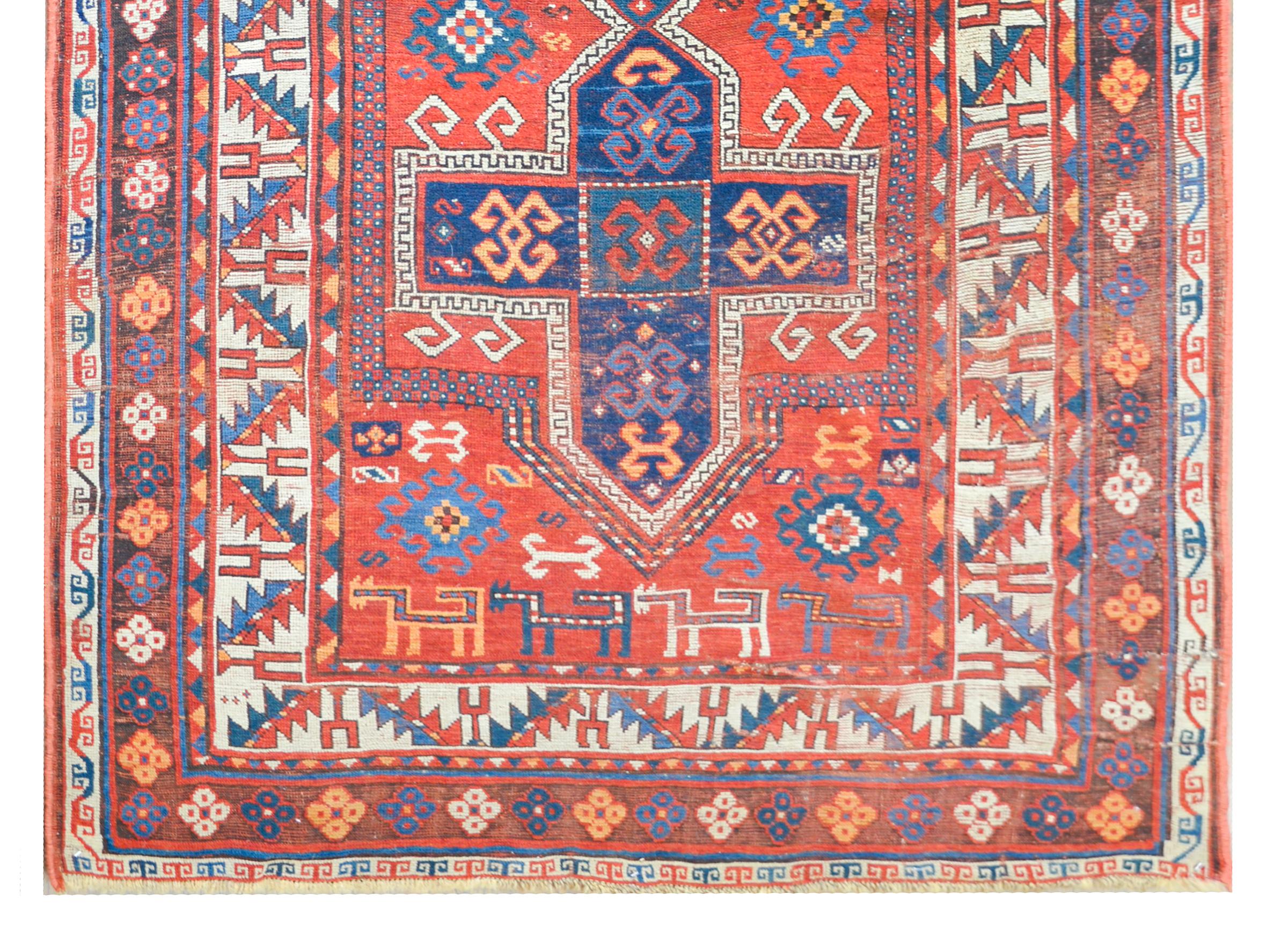 Wool Early 20th Century Persian Kazak Rug For Sale