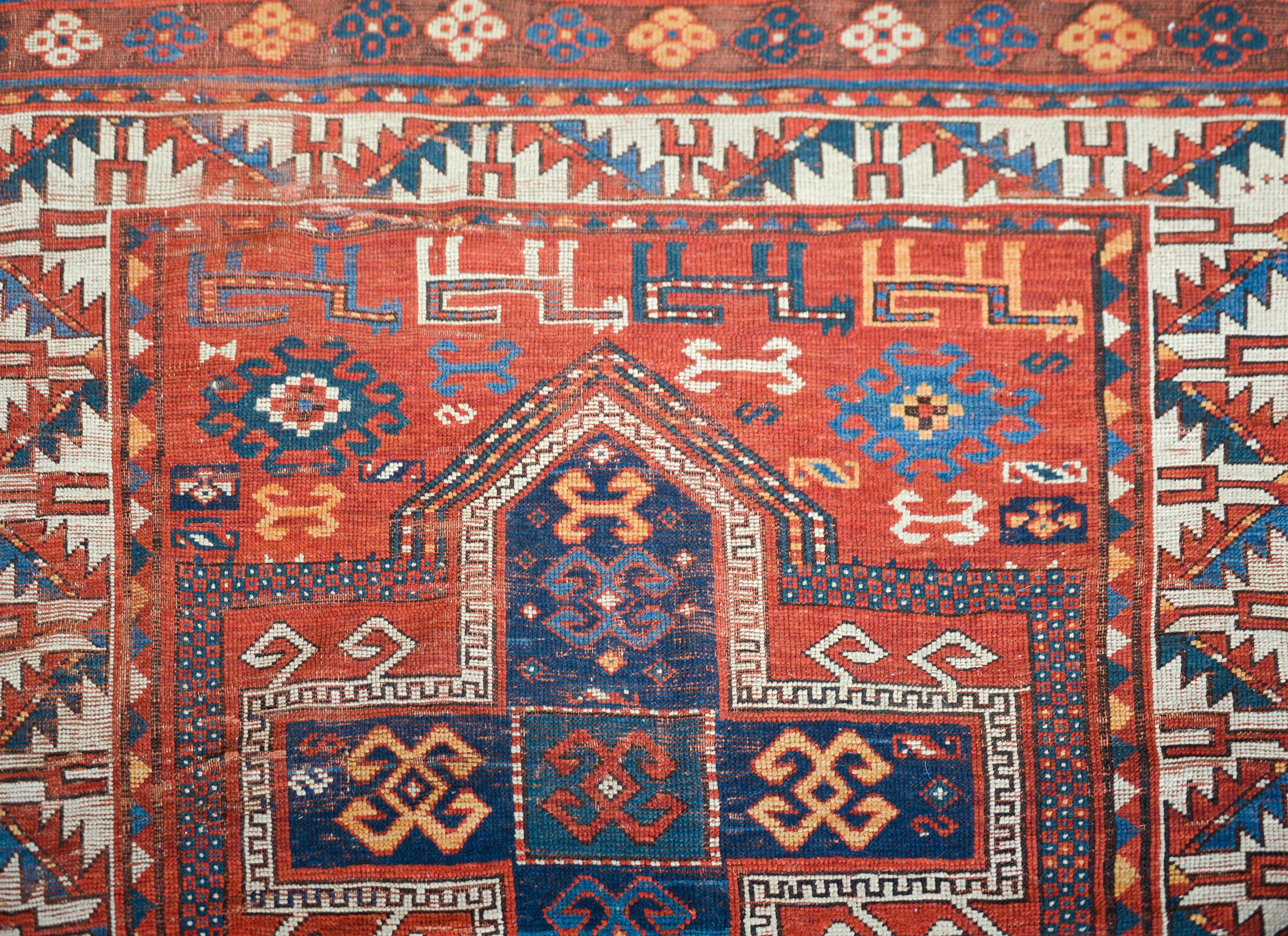Early 20th Century Persian Kazak Rug For Sale 1