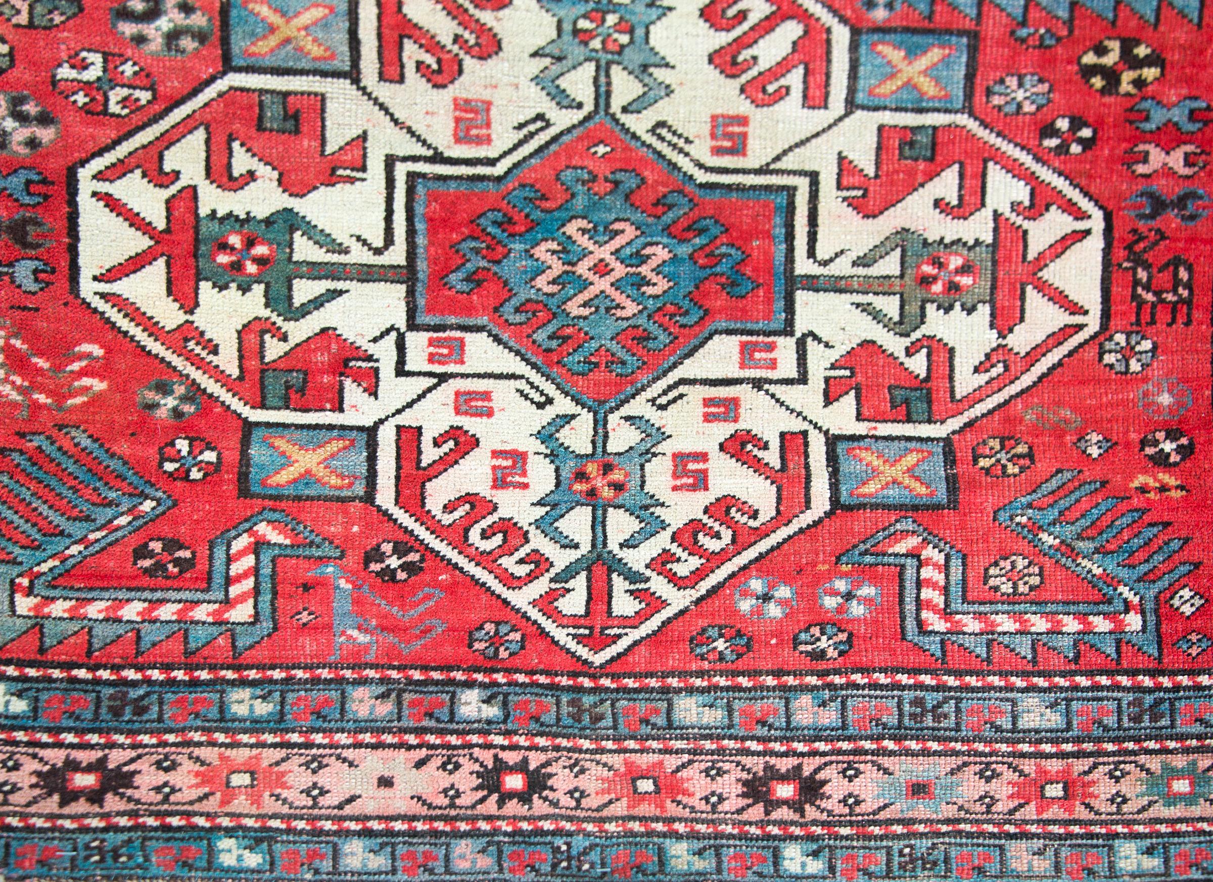 Early 20th Century Persian Kazak Rug For Sale 1