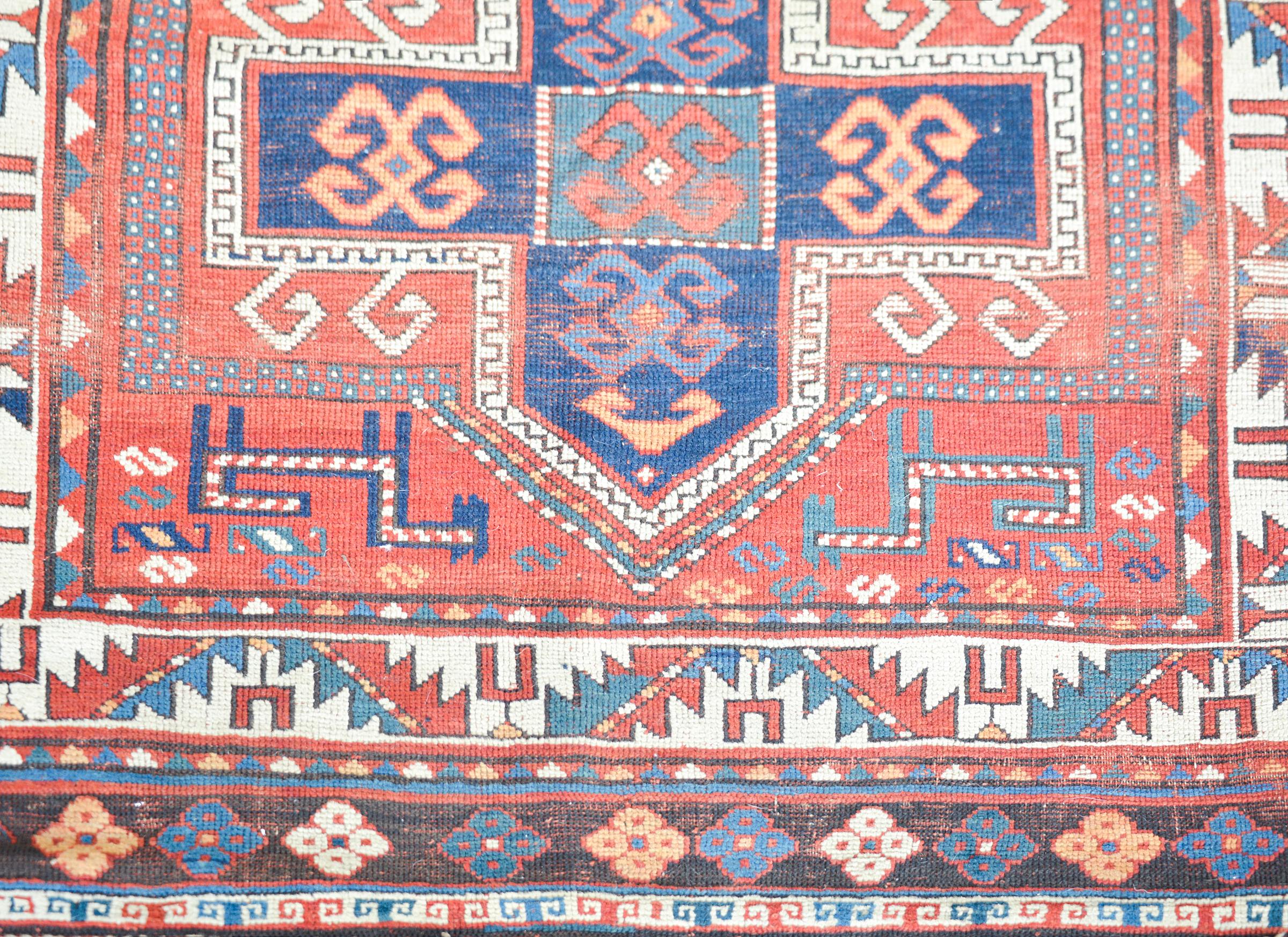 Early 20th Century Persian Kazak Rug For Sale 2