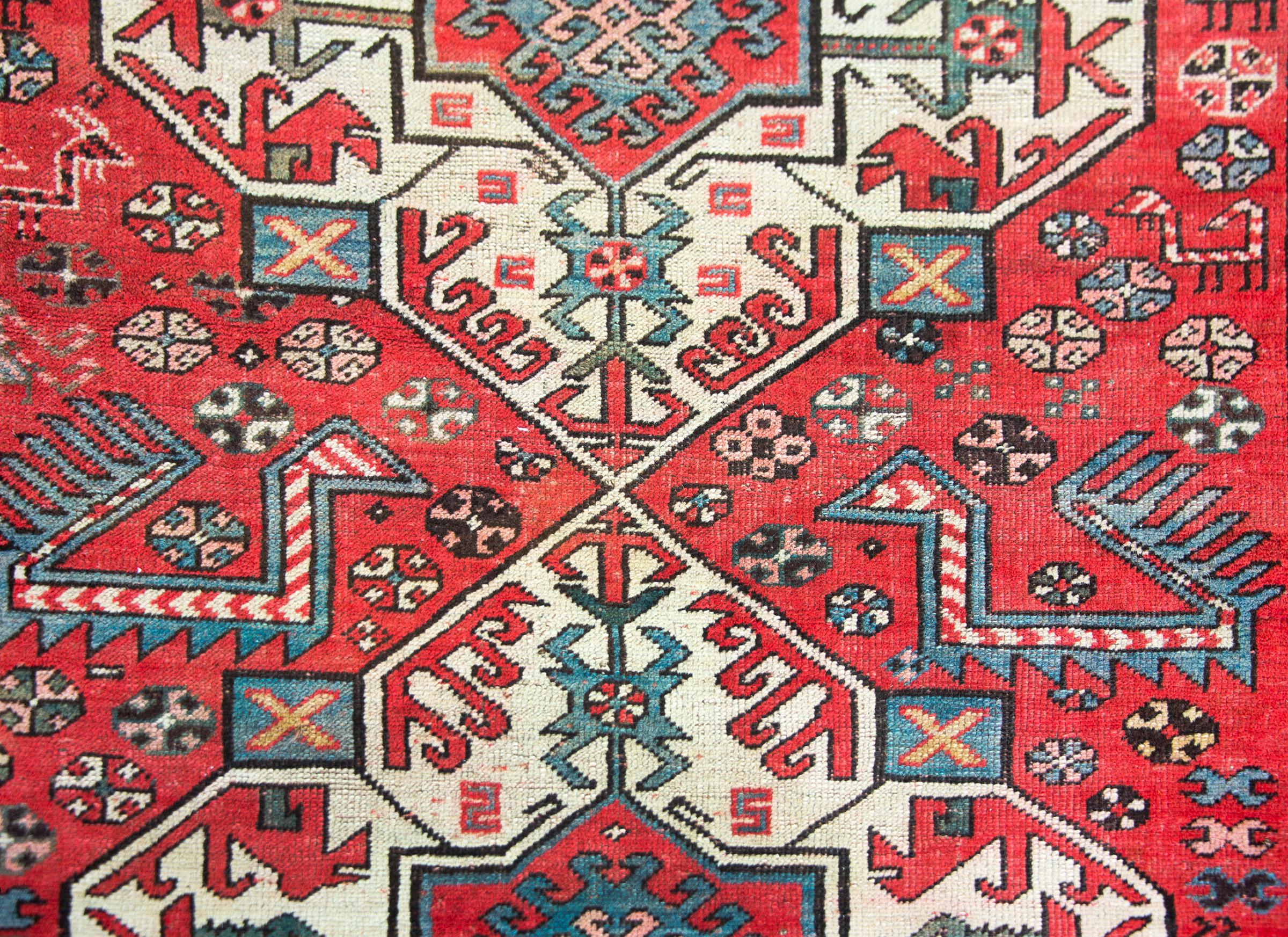Early 20th Century Persian Kazak Rug For Sale 2