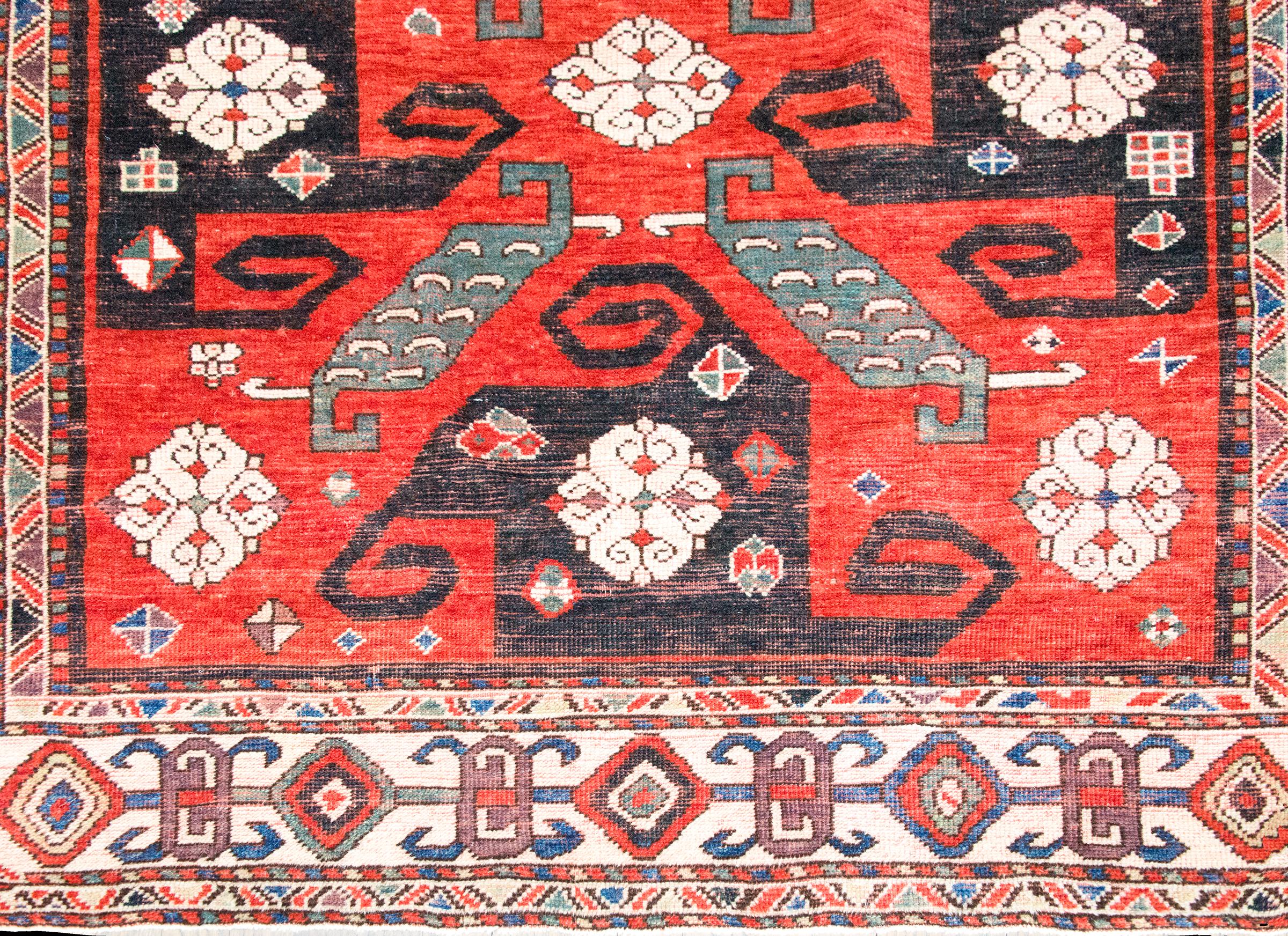 Early 20th Century Persian Kazak Rug For Sale 2