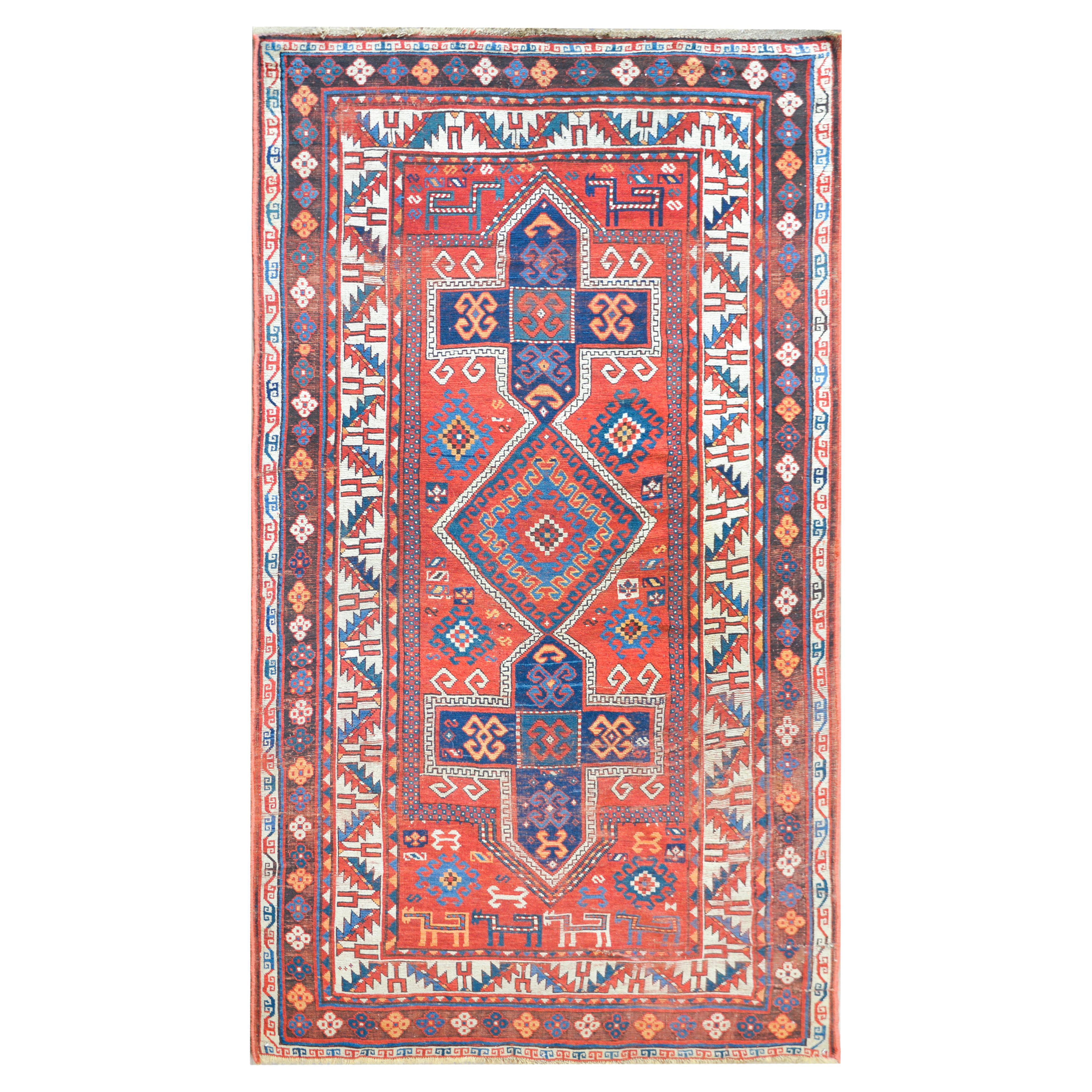 Early 20th Century Persian Kazak Rug For Sale