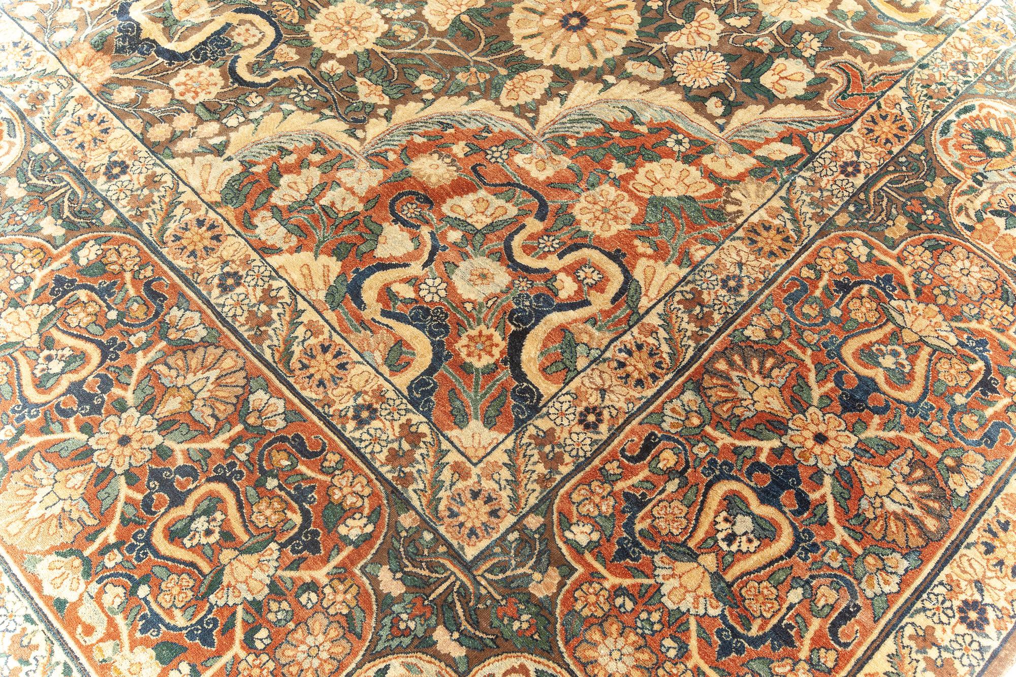 Early 20th Century Persian Kirman Botanic Wool Rug In Good Condition For Sale In New York, NY