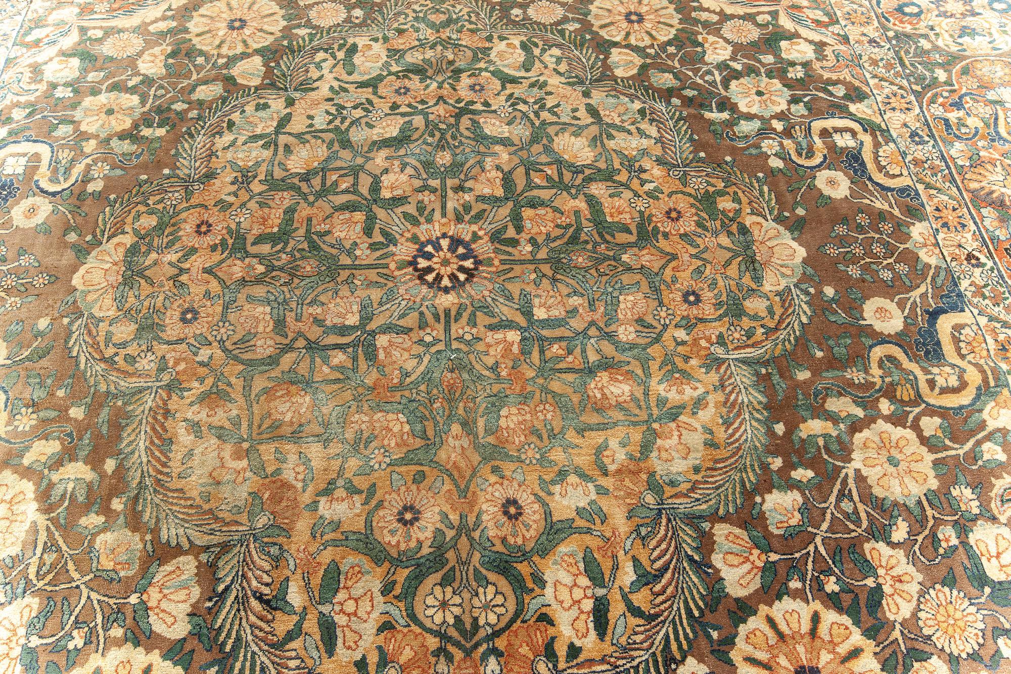 Early 20th Century Persian Kirman Botanic Wool Rug For Sale 1