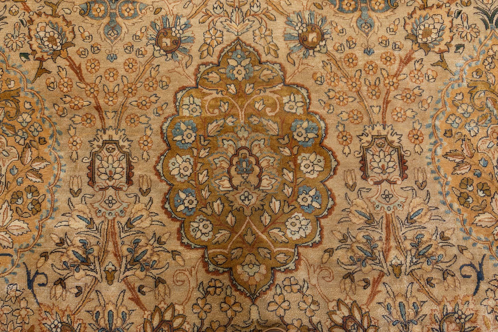 Hand-Knotted Early 20th Century Persian Kirman Botanic Rug For Sale