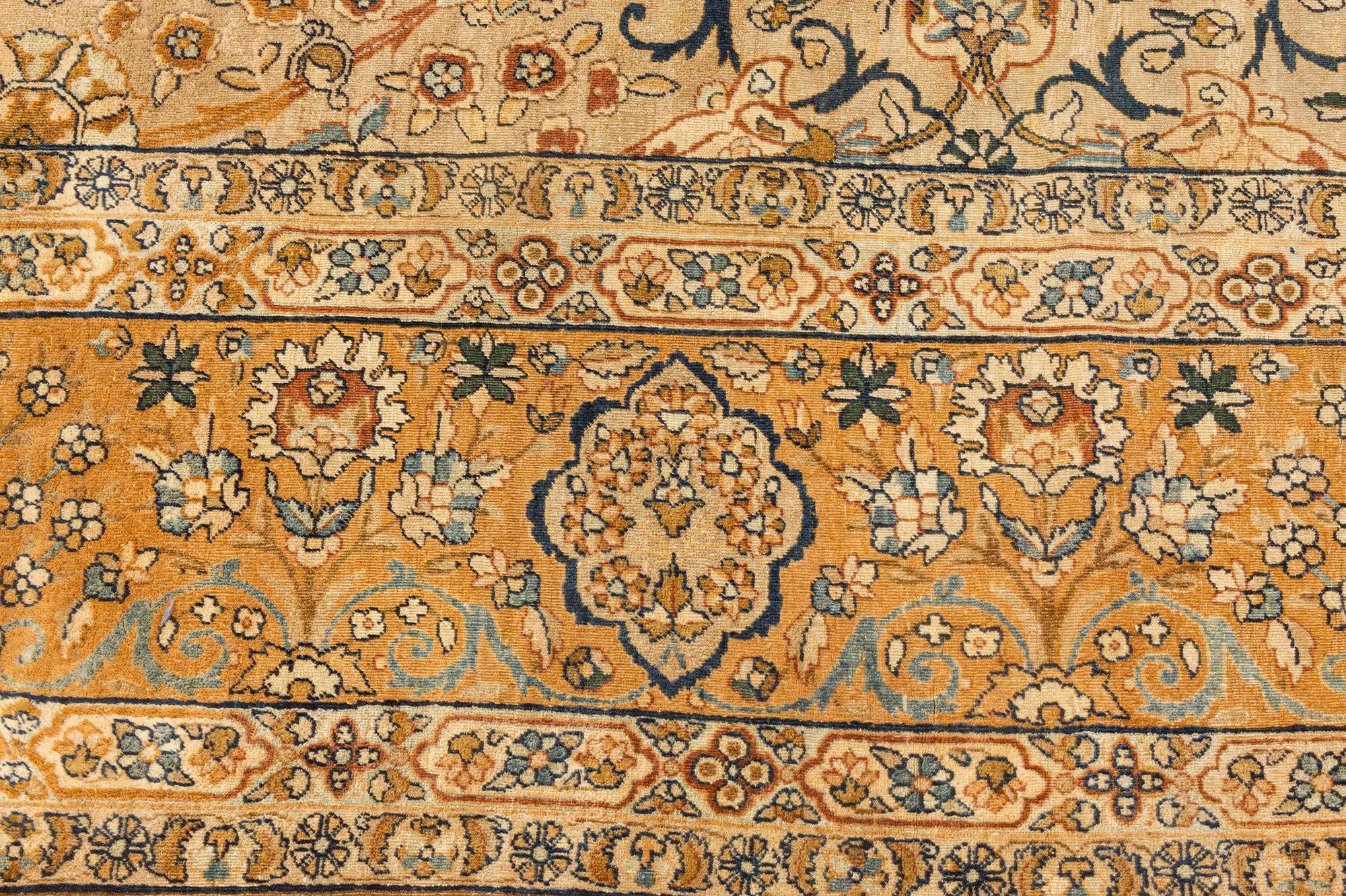 Wool Early 20th Century Persian Kirman Botanic Rug For Sale