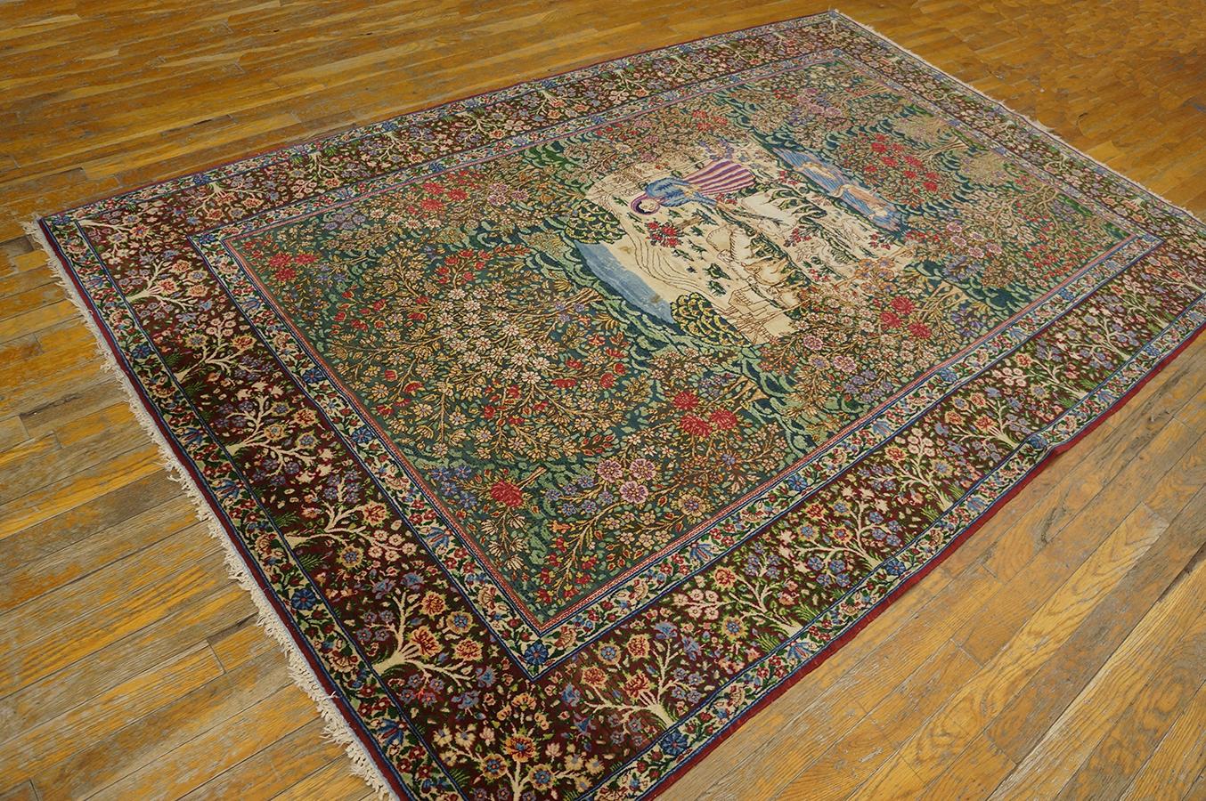 Hand-Knotted Early 20th Century Persian Kirman Carpet ( 4'10