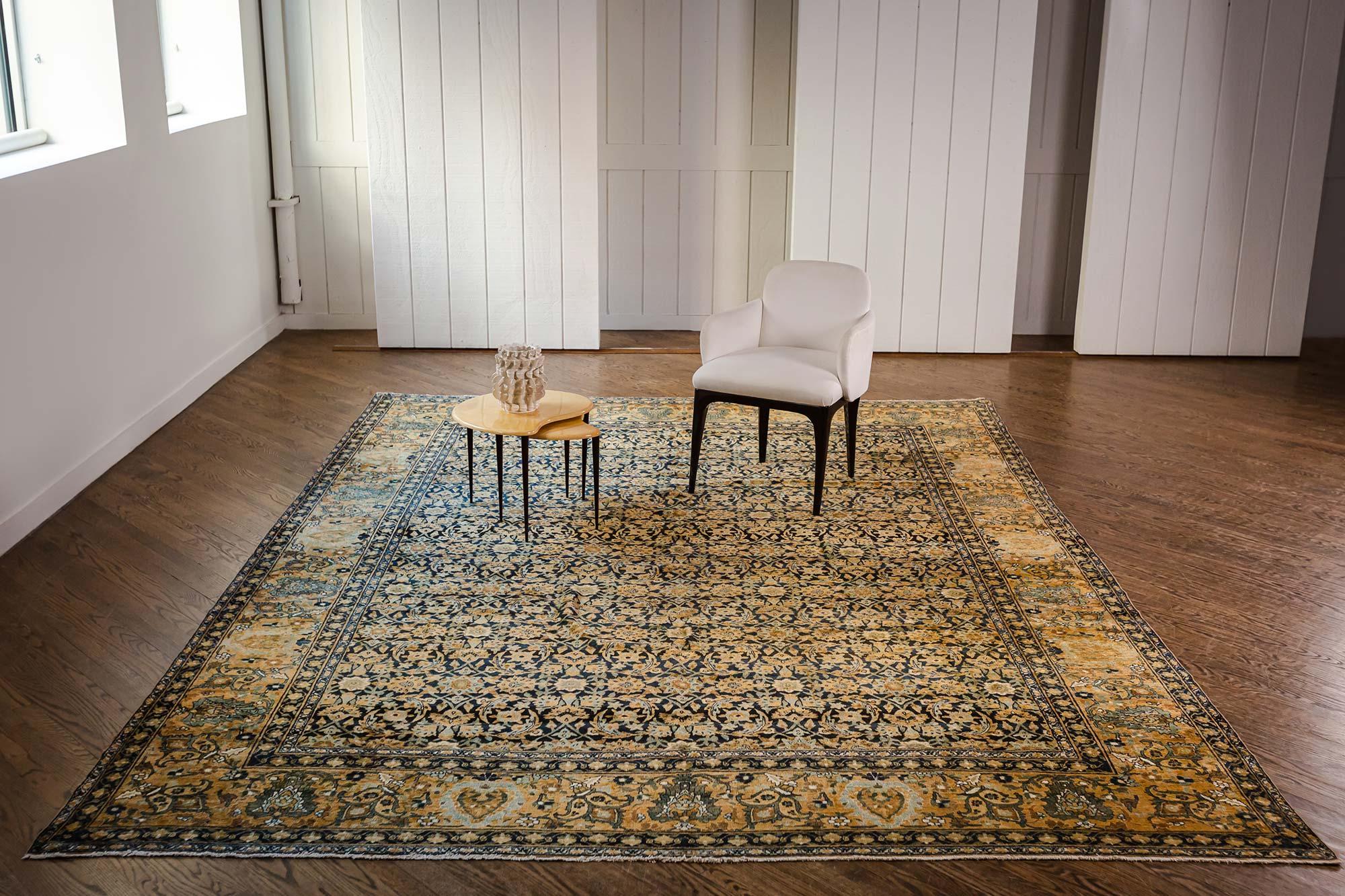 Early 20th century Persian Kirman botanic handwoven wool rug
Size: 9'0