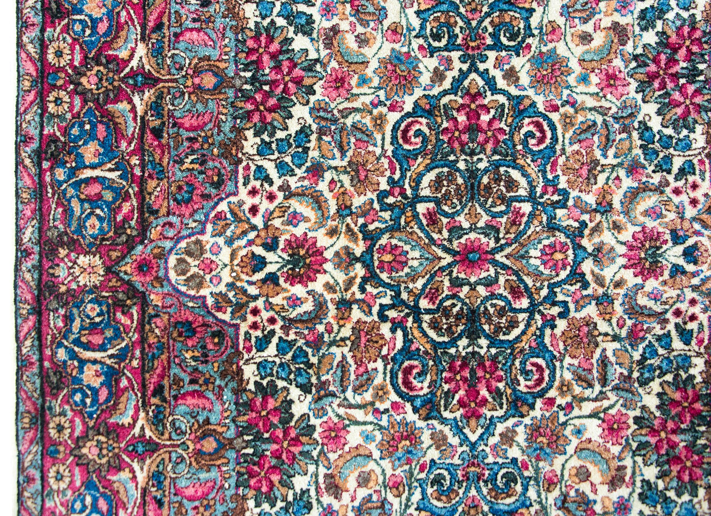 Wool Early 20th Century Persian Kirman Rug For Sale