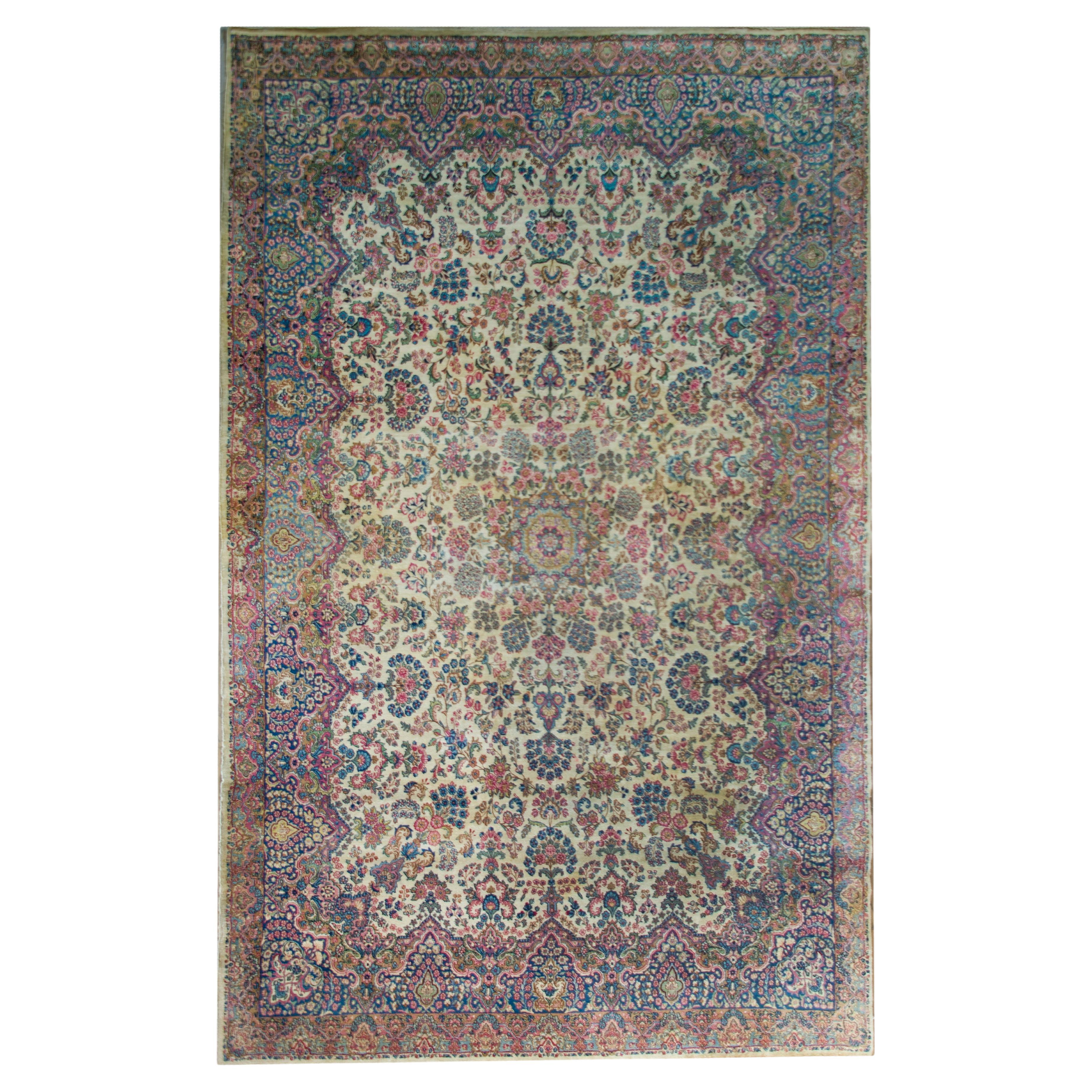 Early 20th Century Persian Kirman Rug For Sale