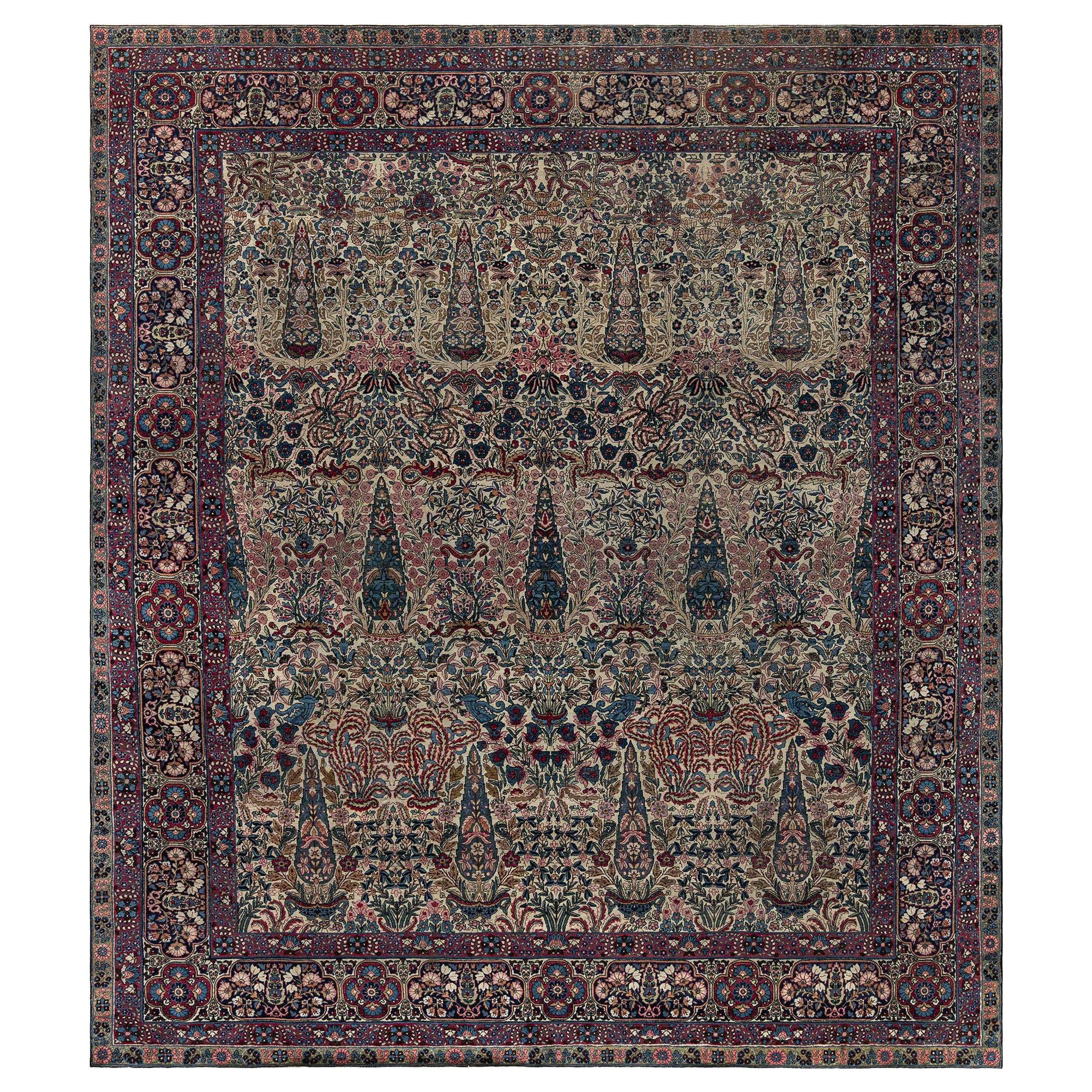 Early 20th Century Persian Kirman Wool Rug For Sale