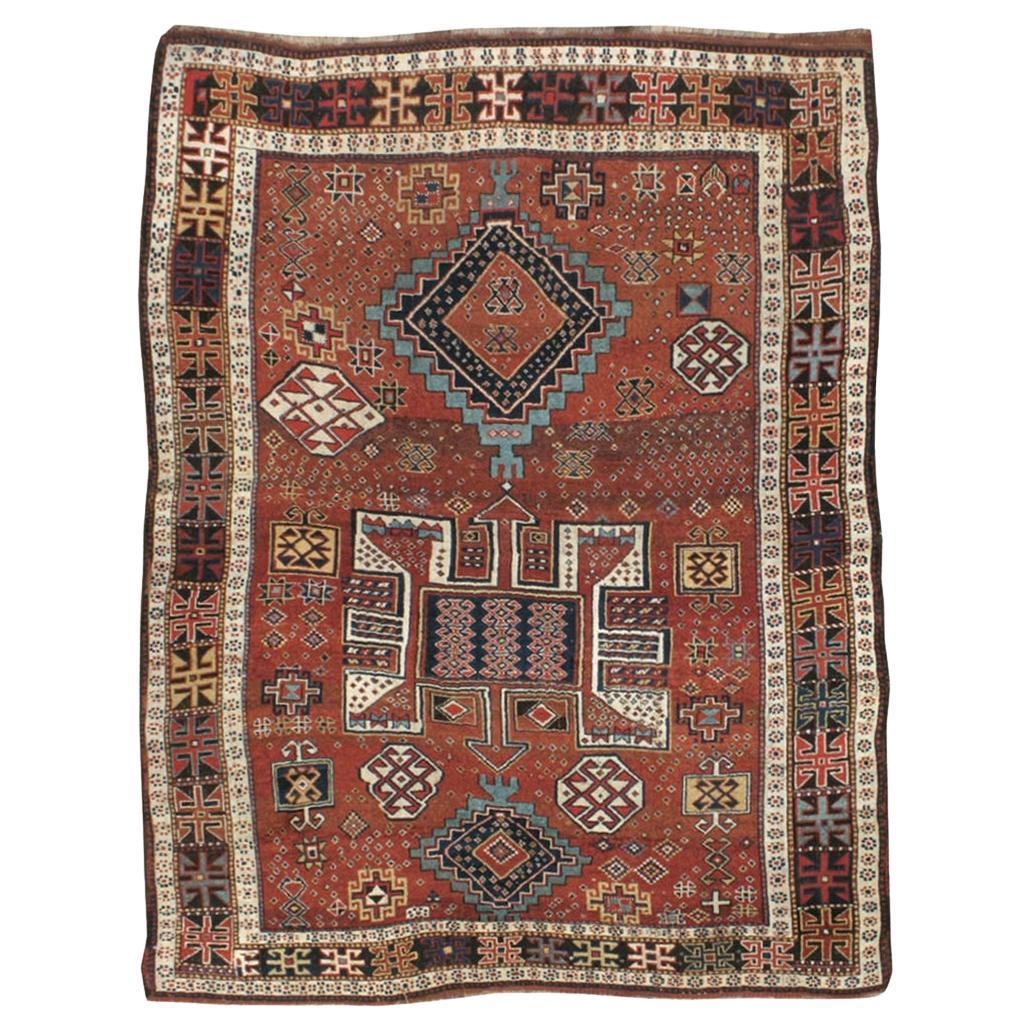 Early 20th Century Persian Kurdish Accent Rug For Sale