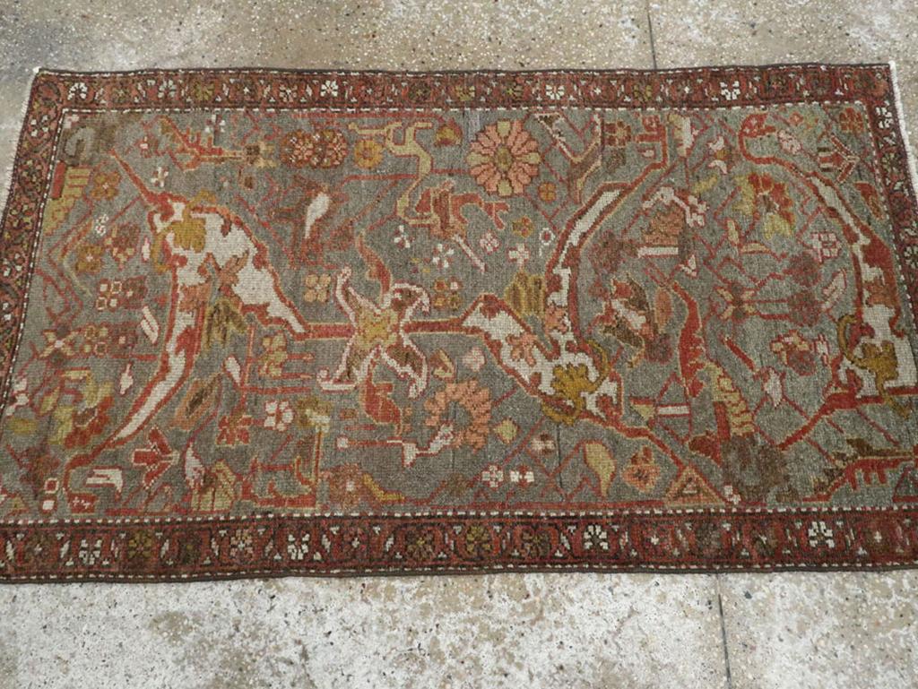 Wool Early 20th Century Persian Kurdish Throw Rug For Sale