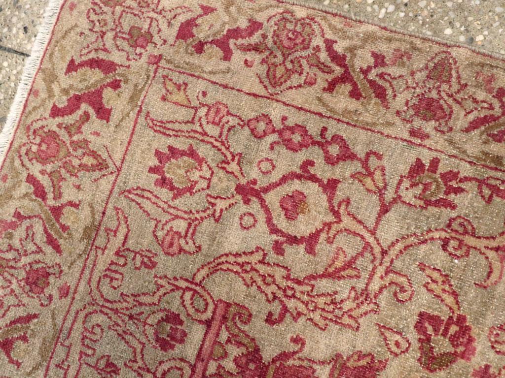 Hand-Knotted Early 20th Century Persian Lavar Kerman Throw Rug For Sale