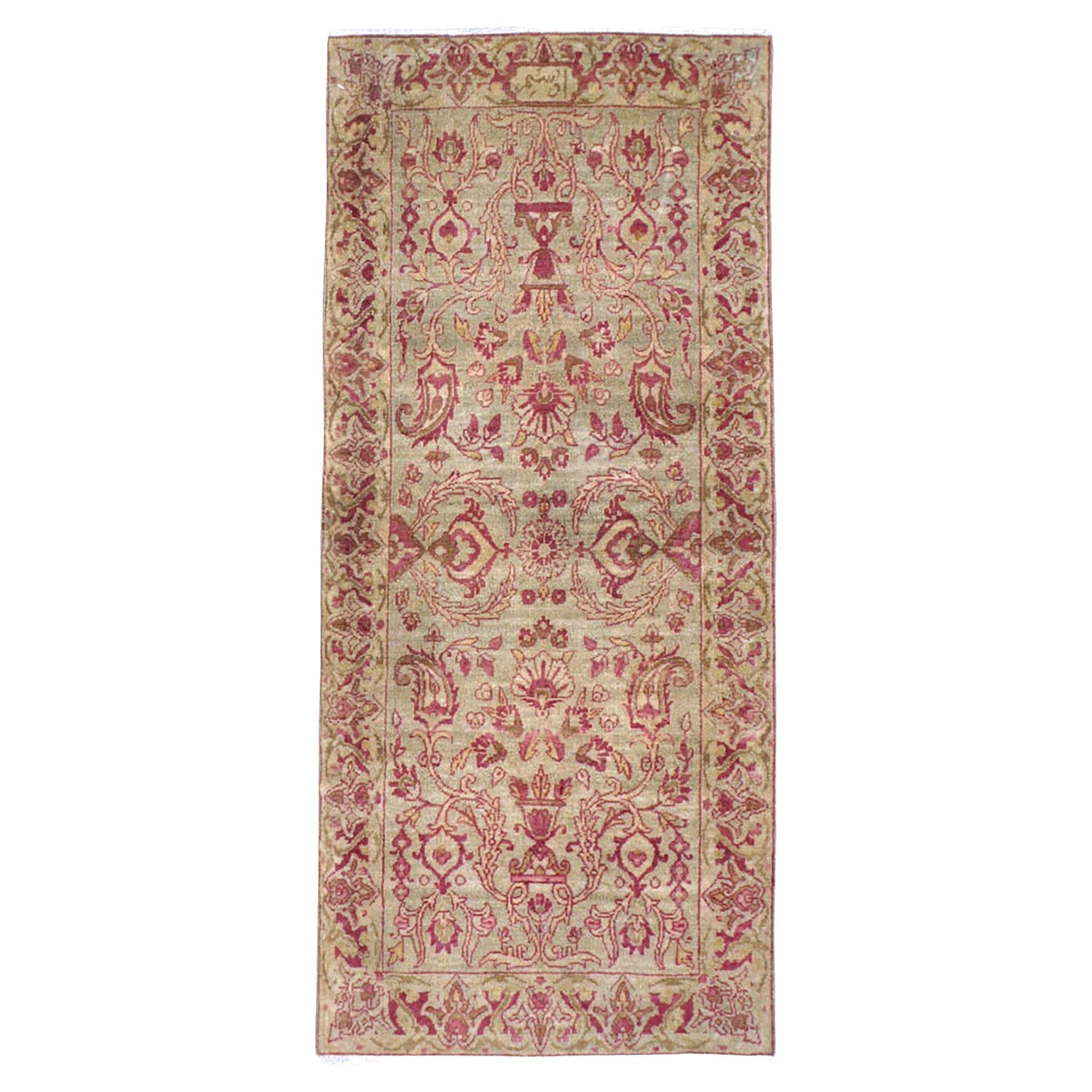 Early 20th Century Persian Lavar Kerman Throw Rug For Sale