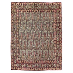 Early 20th Century Persian Lavar Kerman Throw Rug