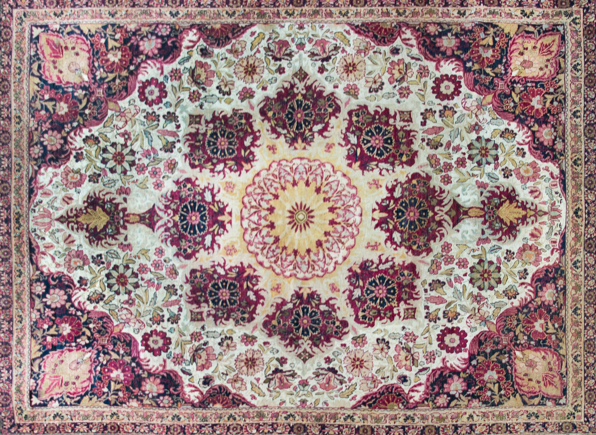 Hand-Knotted Early 20th Century Persian Lavar Kirman Rug For Sale