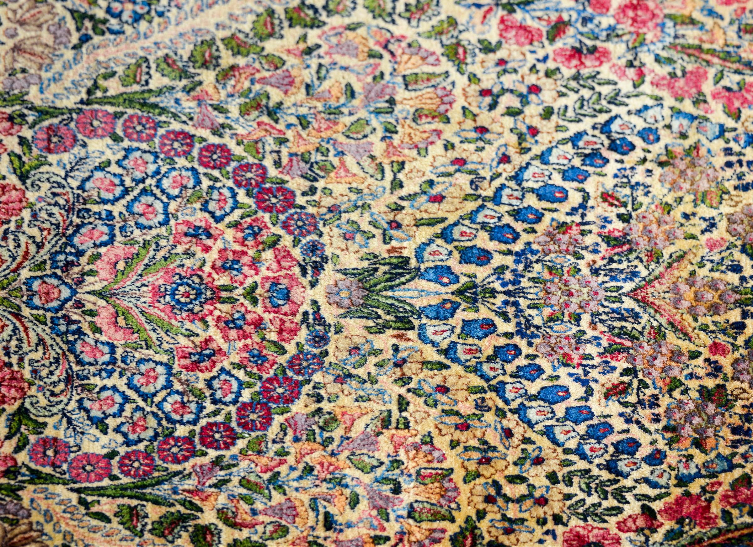 Wool Early 20th Century Persian Lavar Kirman Rug For Sale