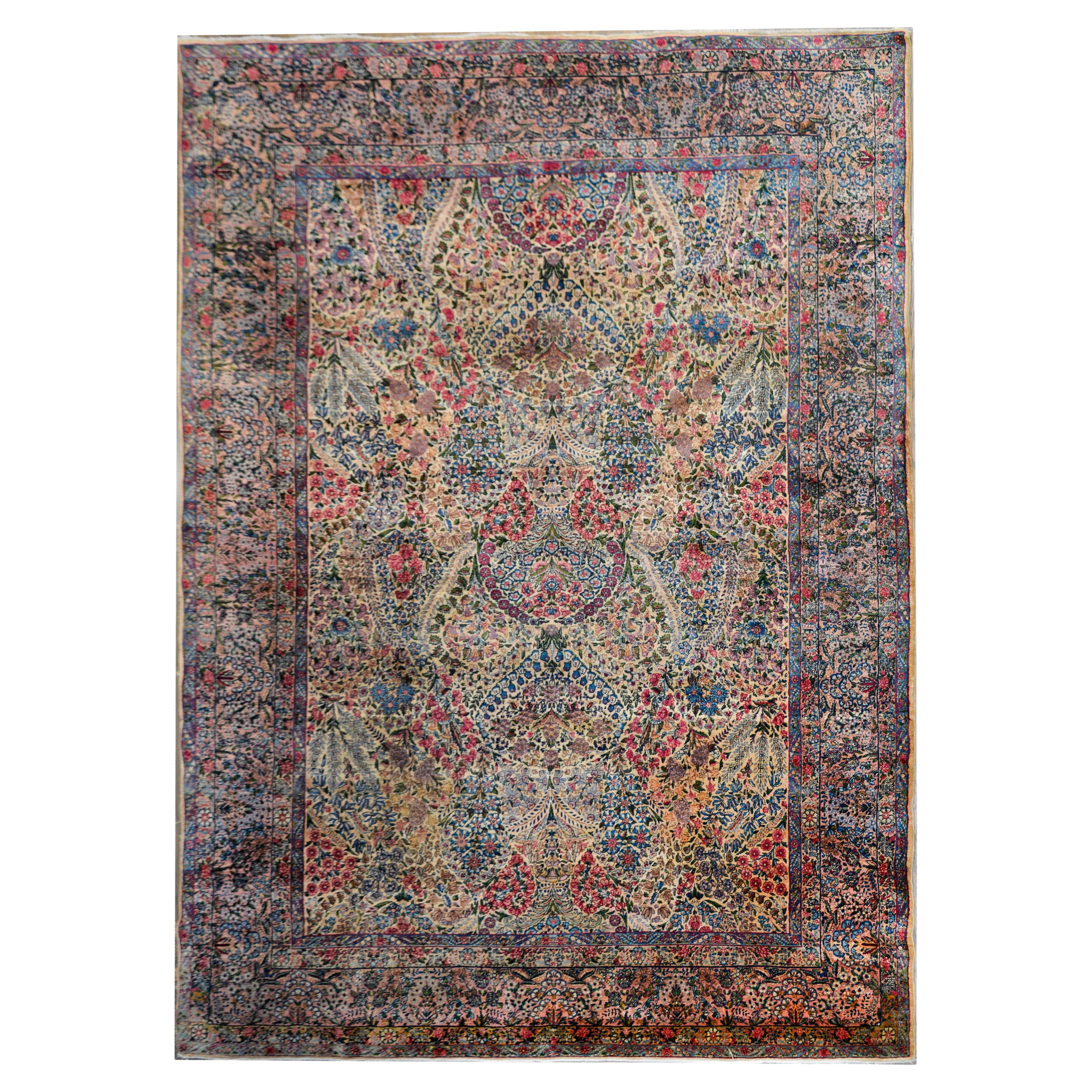 Early 20th Century Persian Lavar Kirman Rug For Sale