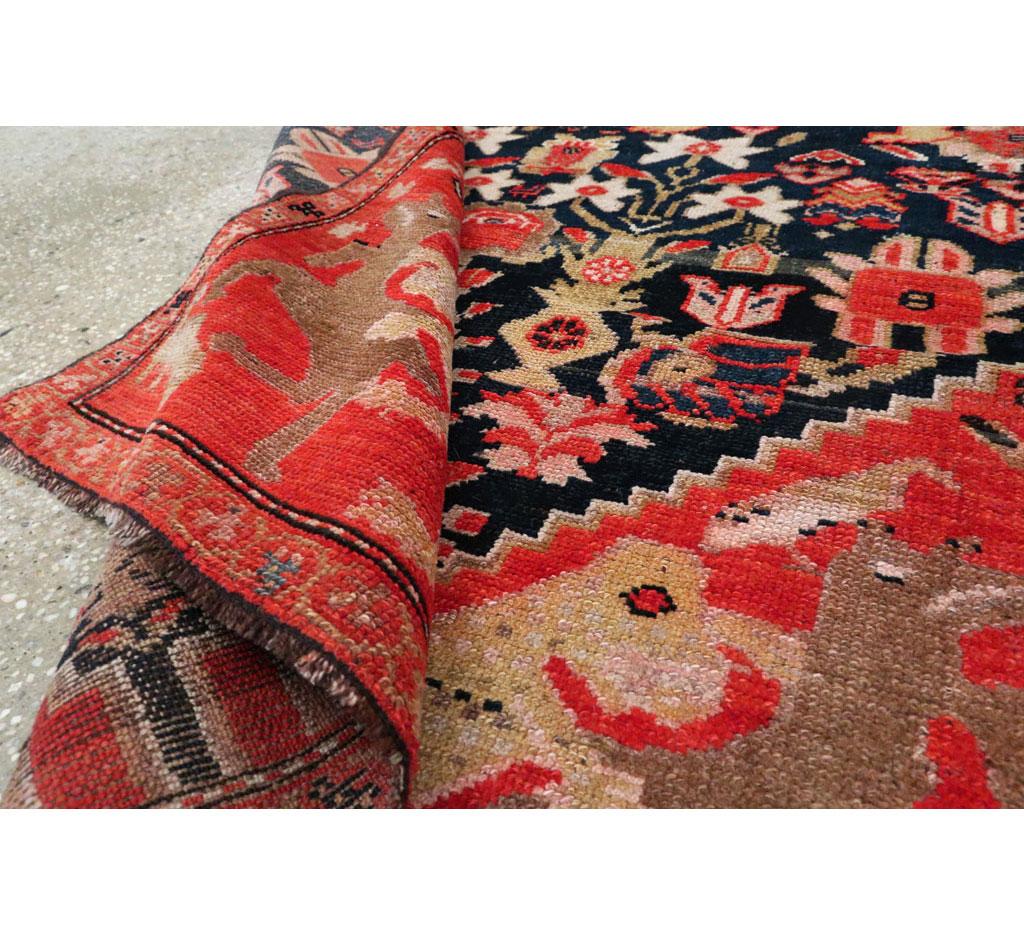 Early 20th Century Persian Lion with Sword and Sun Pictorial Malayer Throw Rug For Sale 1