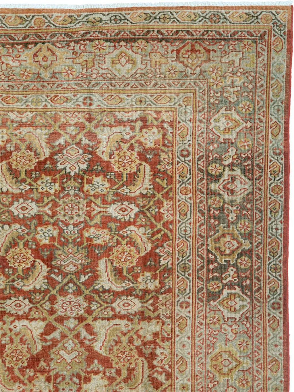 Early 20th Century Persian Mahal Accent Carpet (Rustikal) im Angebot