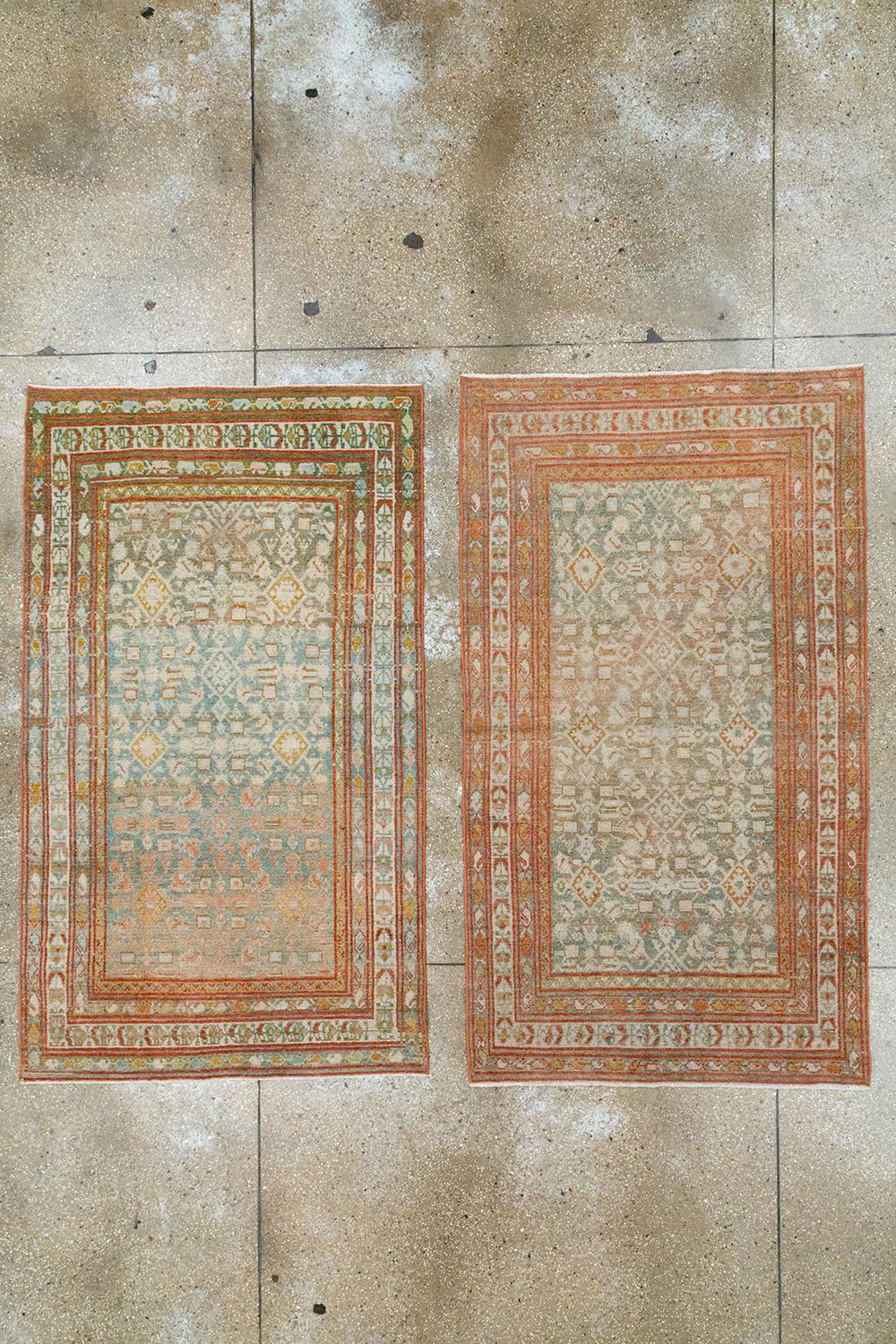 Pair Of Early 20th Century Persian Malayer Accent Rugs For Sale 8