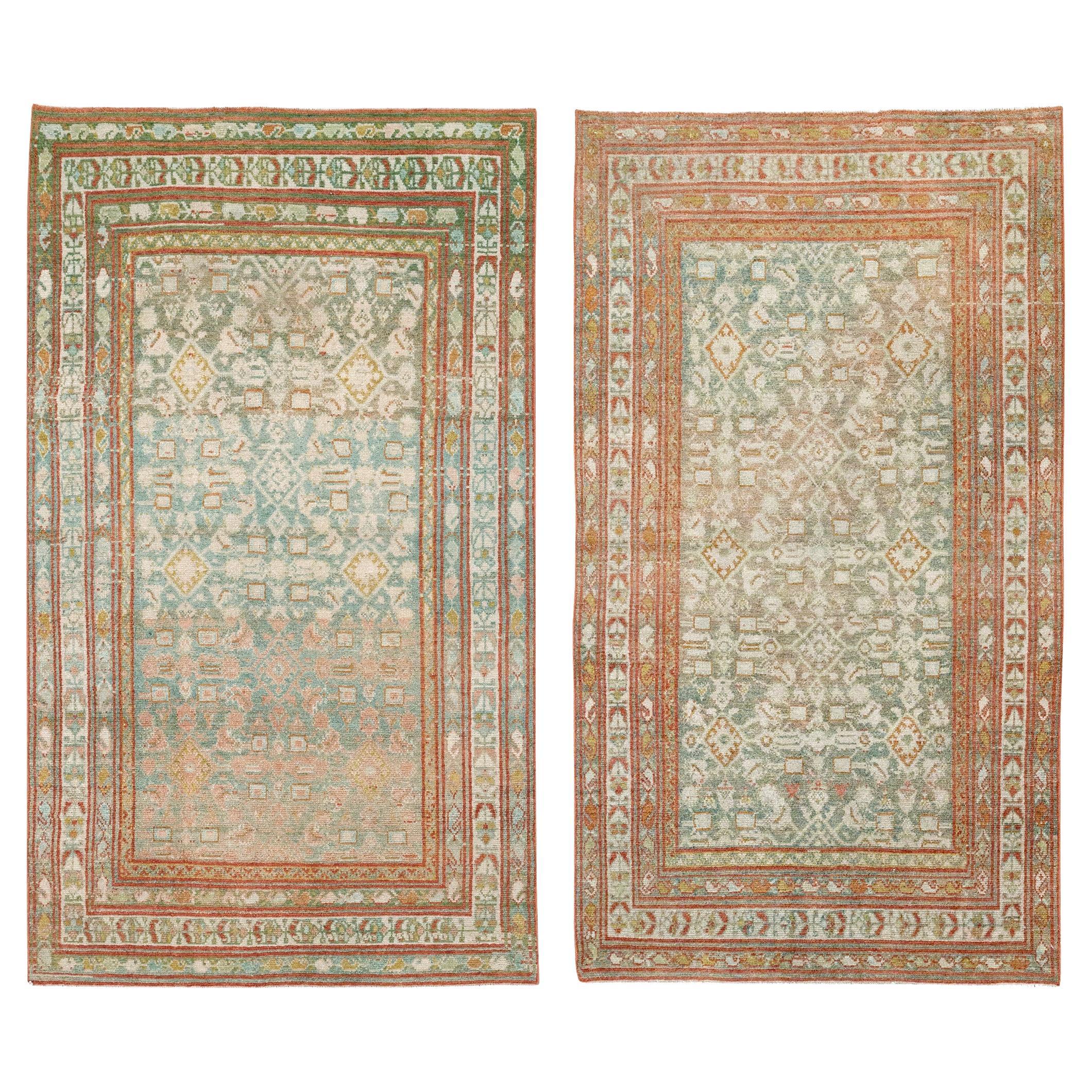 Pair Of Early 20th Century Persian Malayer Accent Rugs For Sale