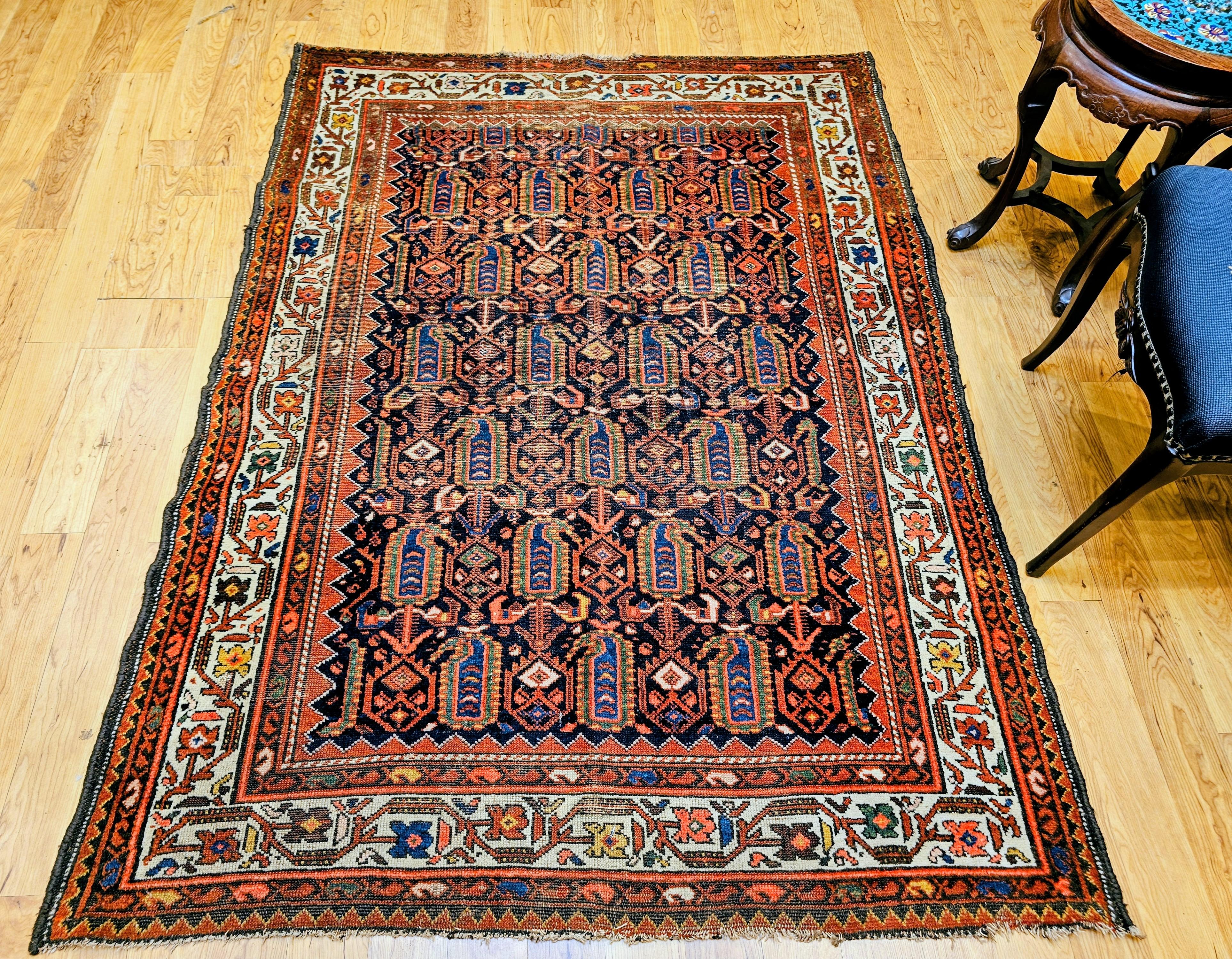 Tappeto persiano Malayer dell'inizio del XX secolo con motivo Paisley all-over in blu. in vendita 6