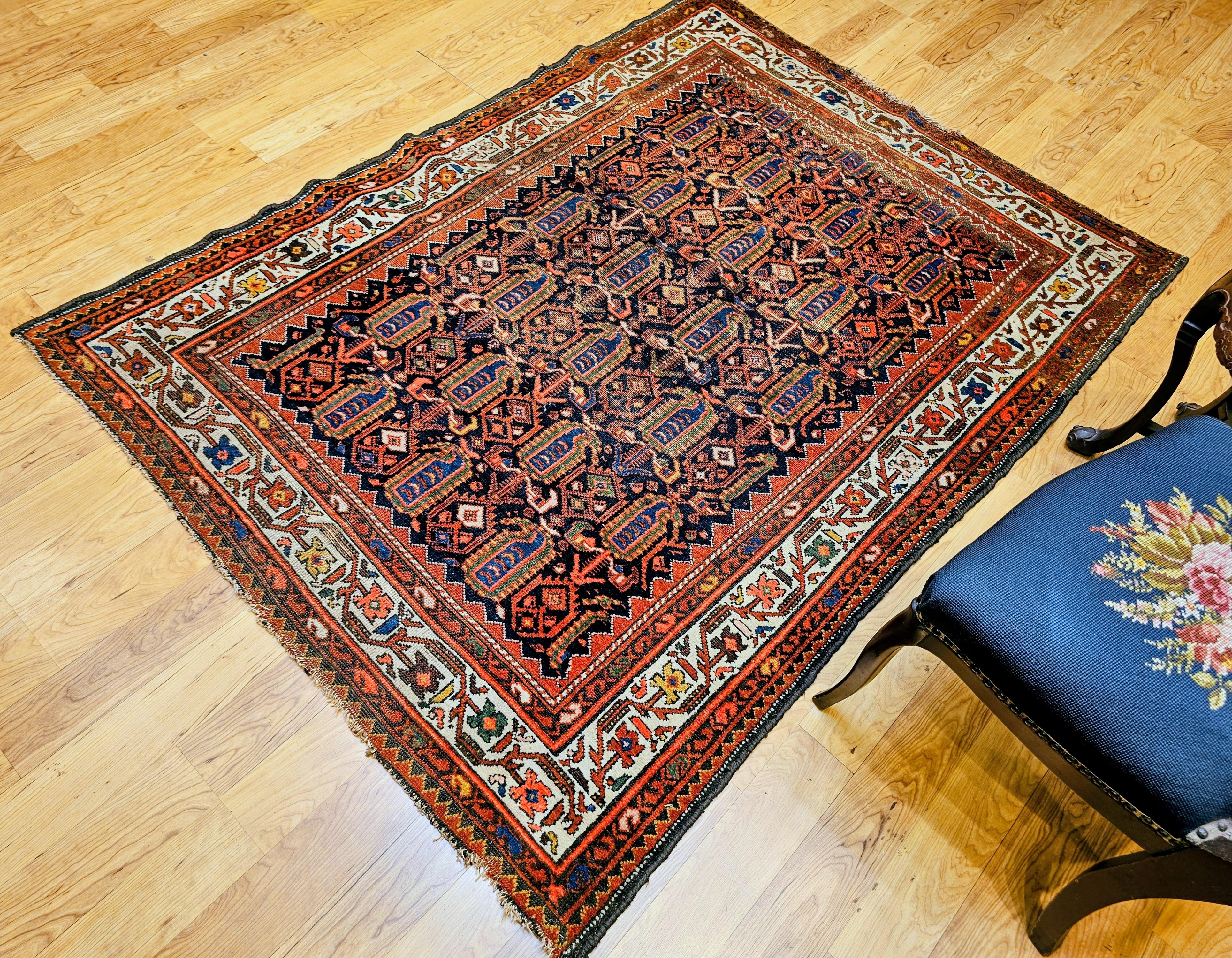 Tappeto persiano Malayer dell'inizio del XX secolo con motivo Paisley all-over in blu. in vendita 7