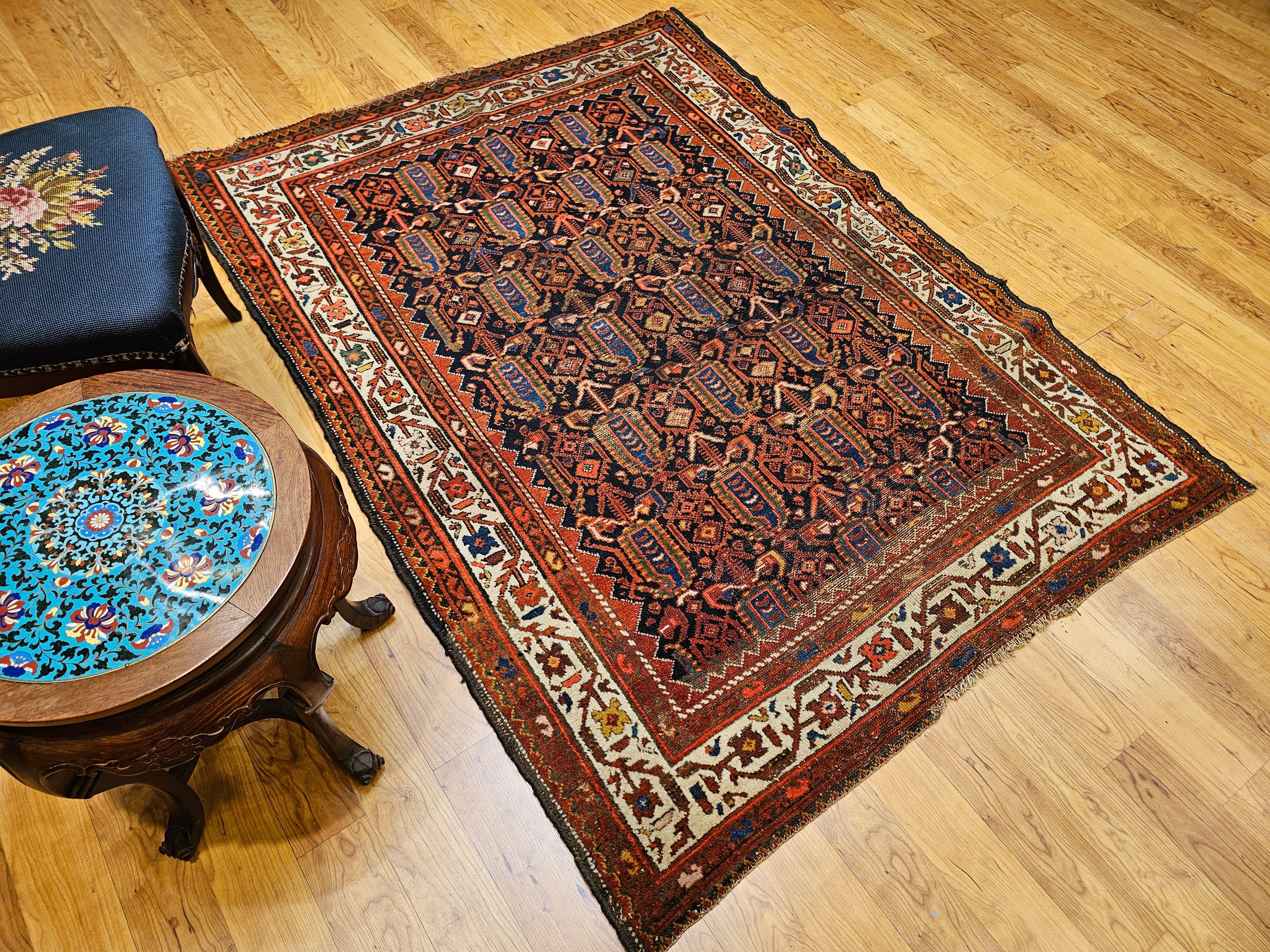 Tappeto persiano Malayer dell'inizio del XX secolo con motivo Paisley all-over in blu. in vendita 9