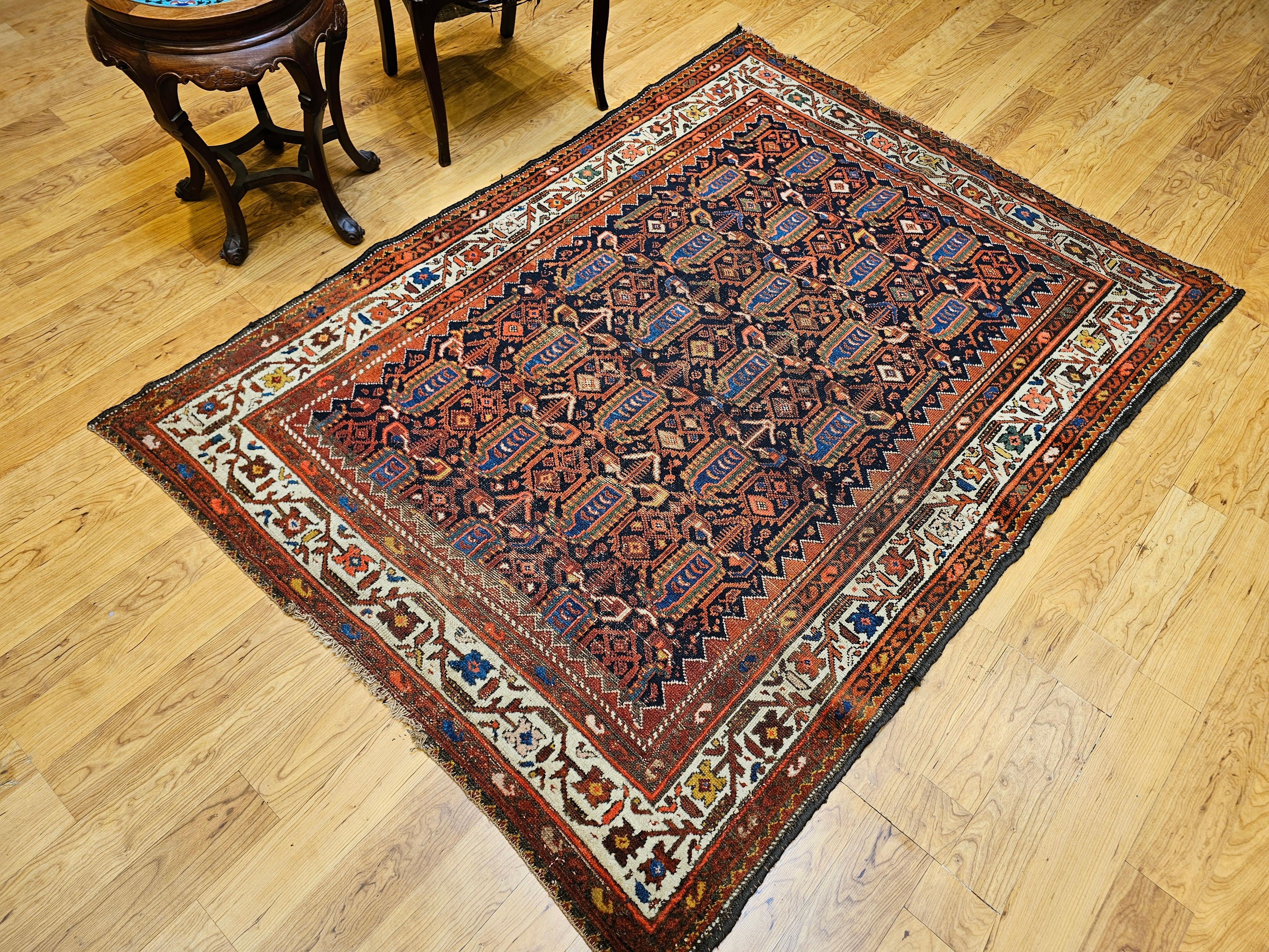 Tappeto persiano Malayer dell'inizio del XX secolo con motivo Paisley all-over in blu. in vendita 11