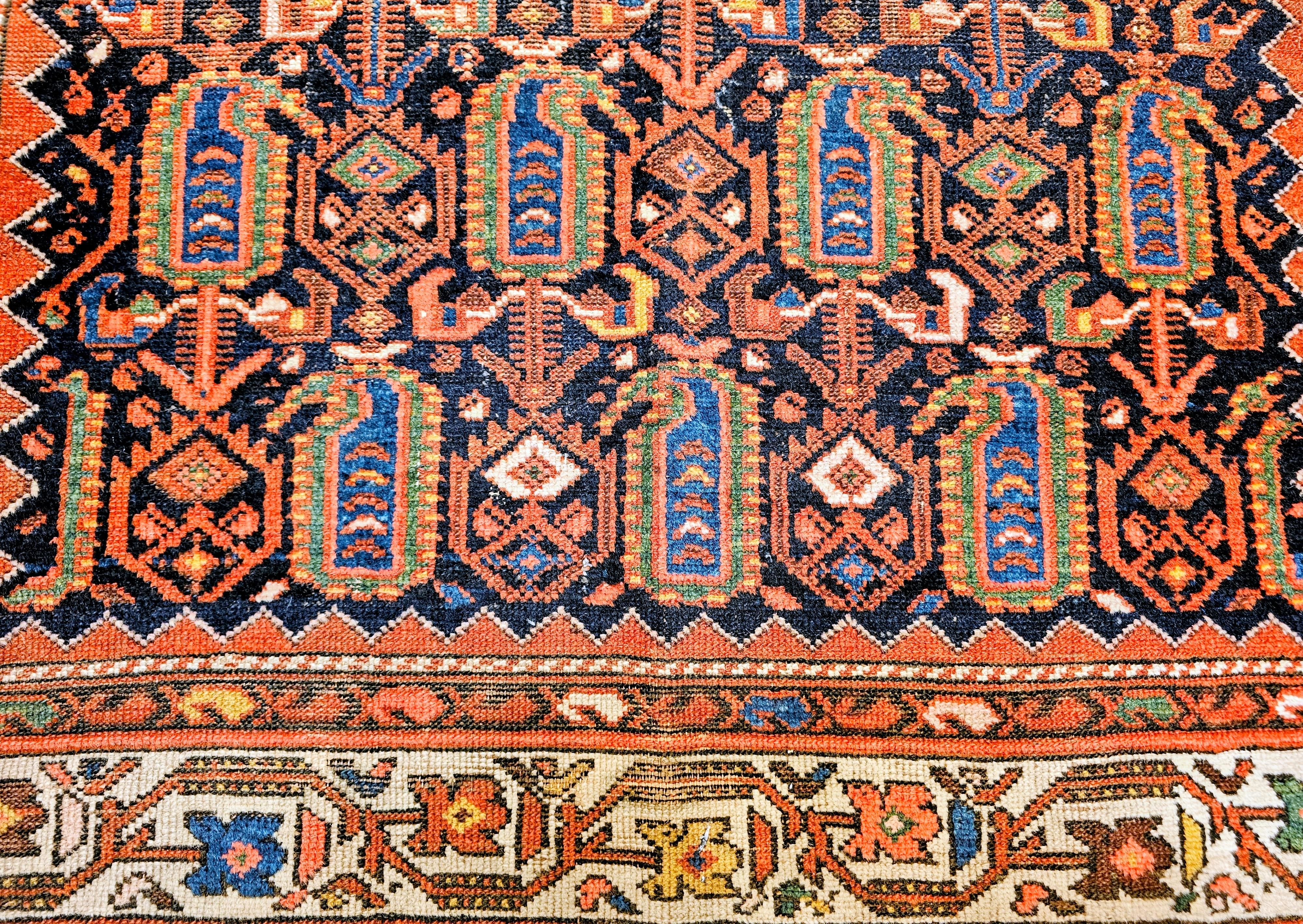 Tappeto persiano Malayer dell'inizio del XX secolo con motivo Paisley all-over in blu. in vendita 2