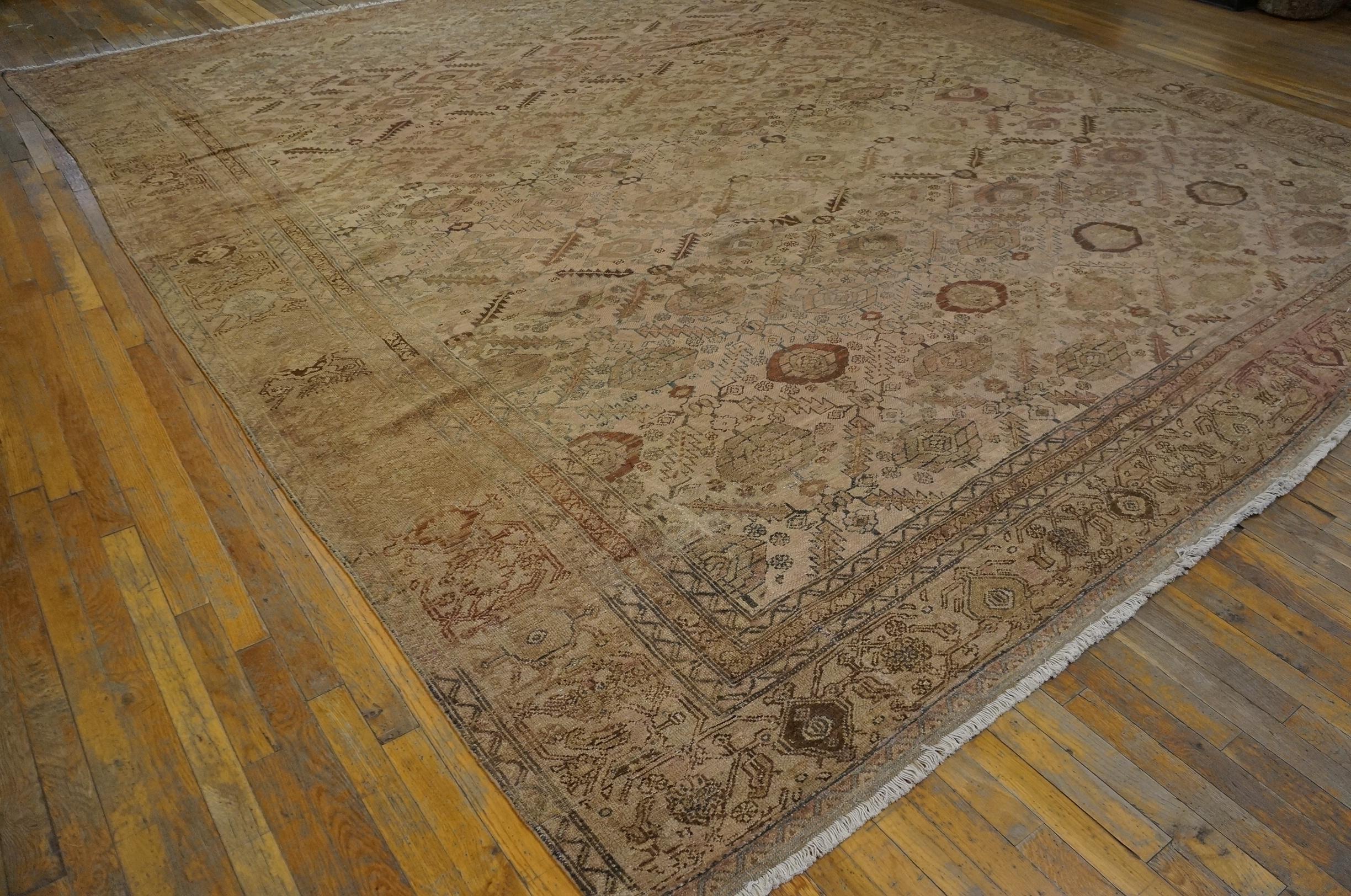 Hand-Knotted Early 20th Century Persian Malayer Carpet ( 12' X 13'6'' - 366 x 412 ) For Sale