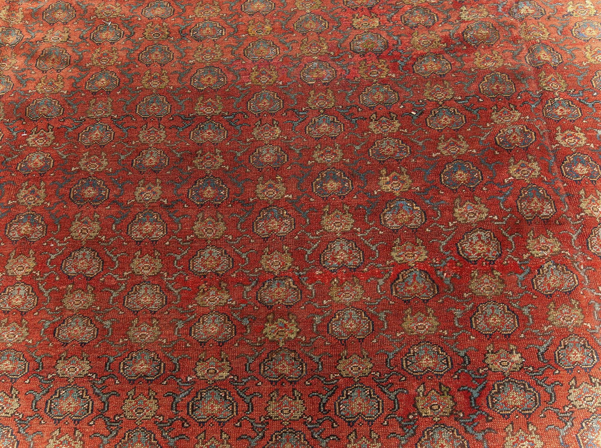 Hand-Knotted Early 20th Century Persian Malayer Red Wool Rug For Sale