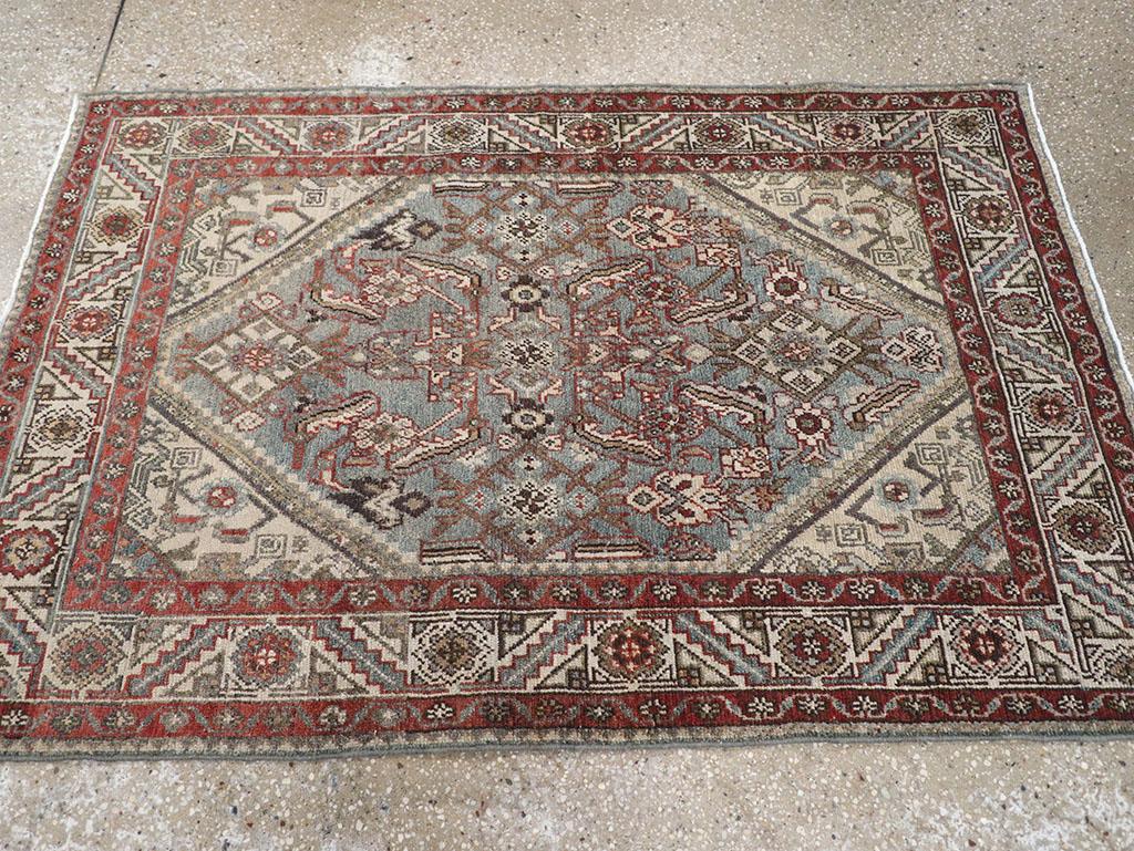 Annodato a mano Tappeto da lancio persiano Malayer dei primi del Novecento in vendita