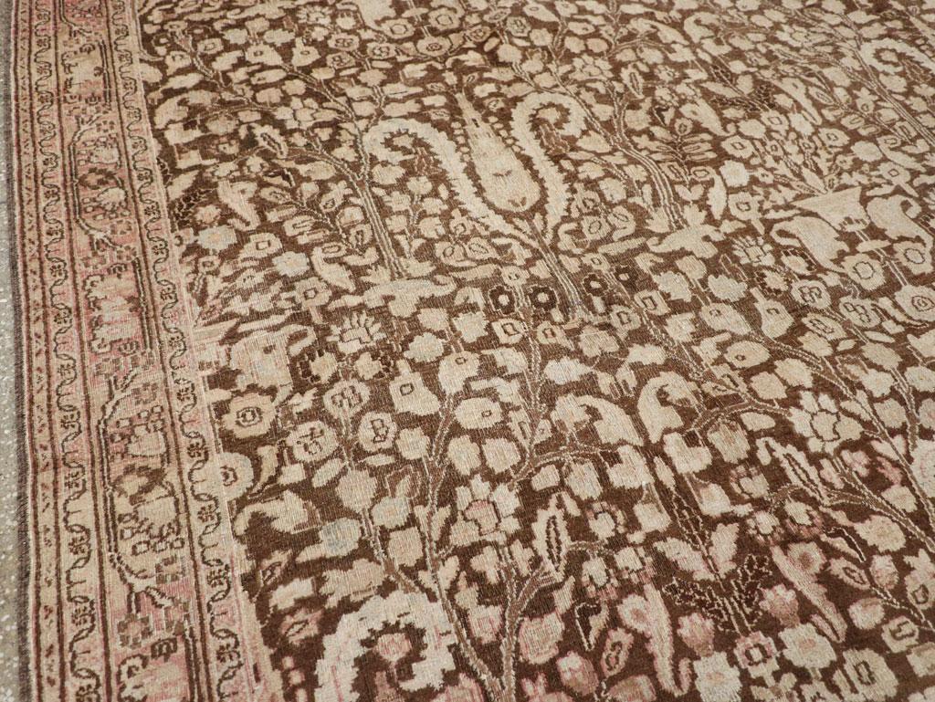 Alfombra persa de acento Mashad de principios del siglo XX Rústico en venta