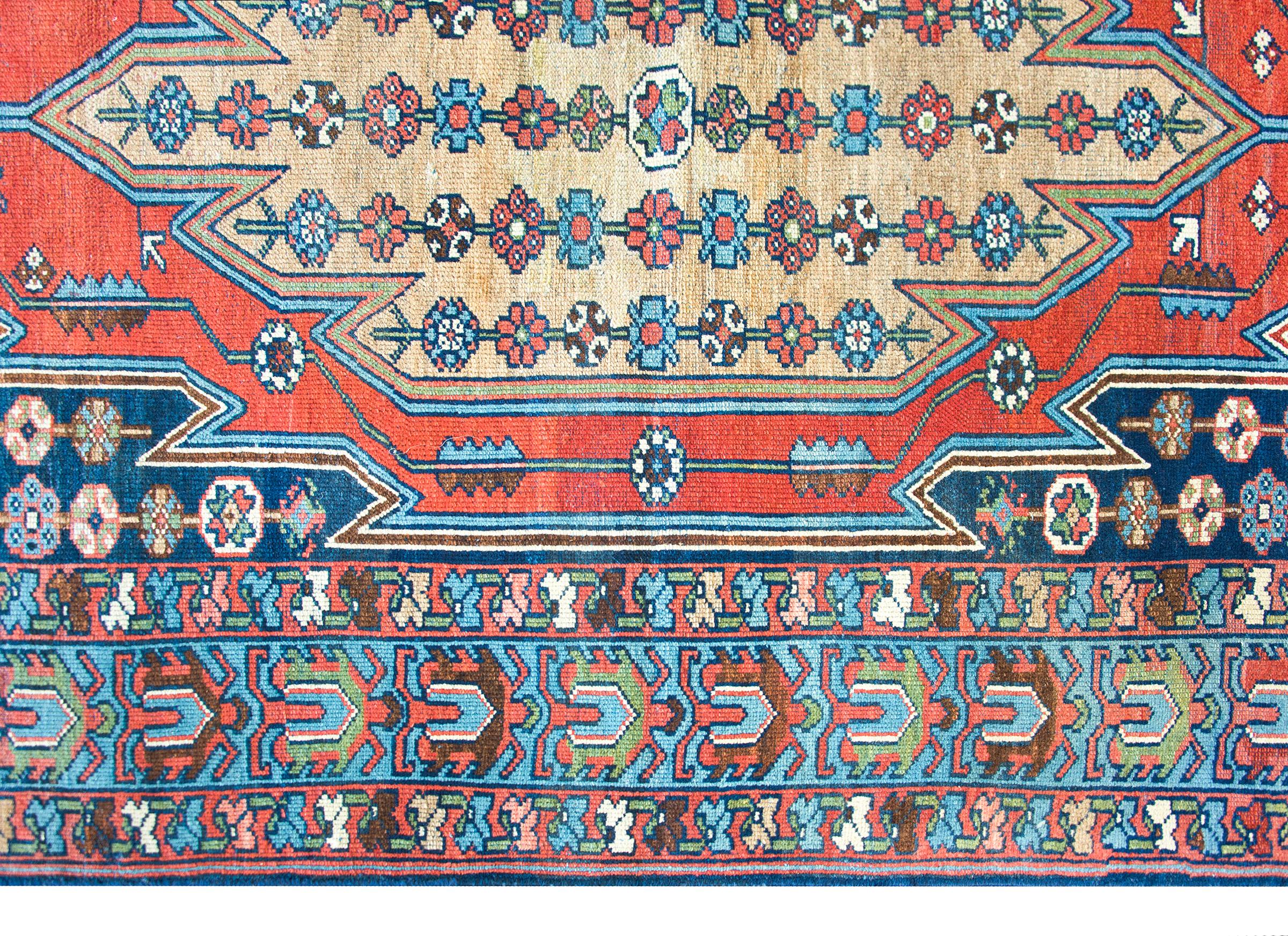 Hand-Knotted Early 20th Century Persian Mazleghan Rug For Sale