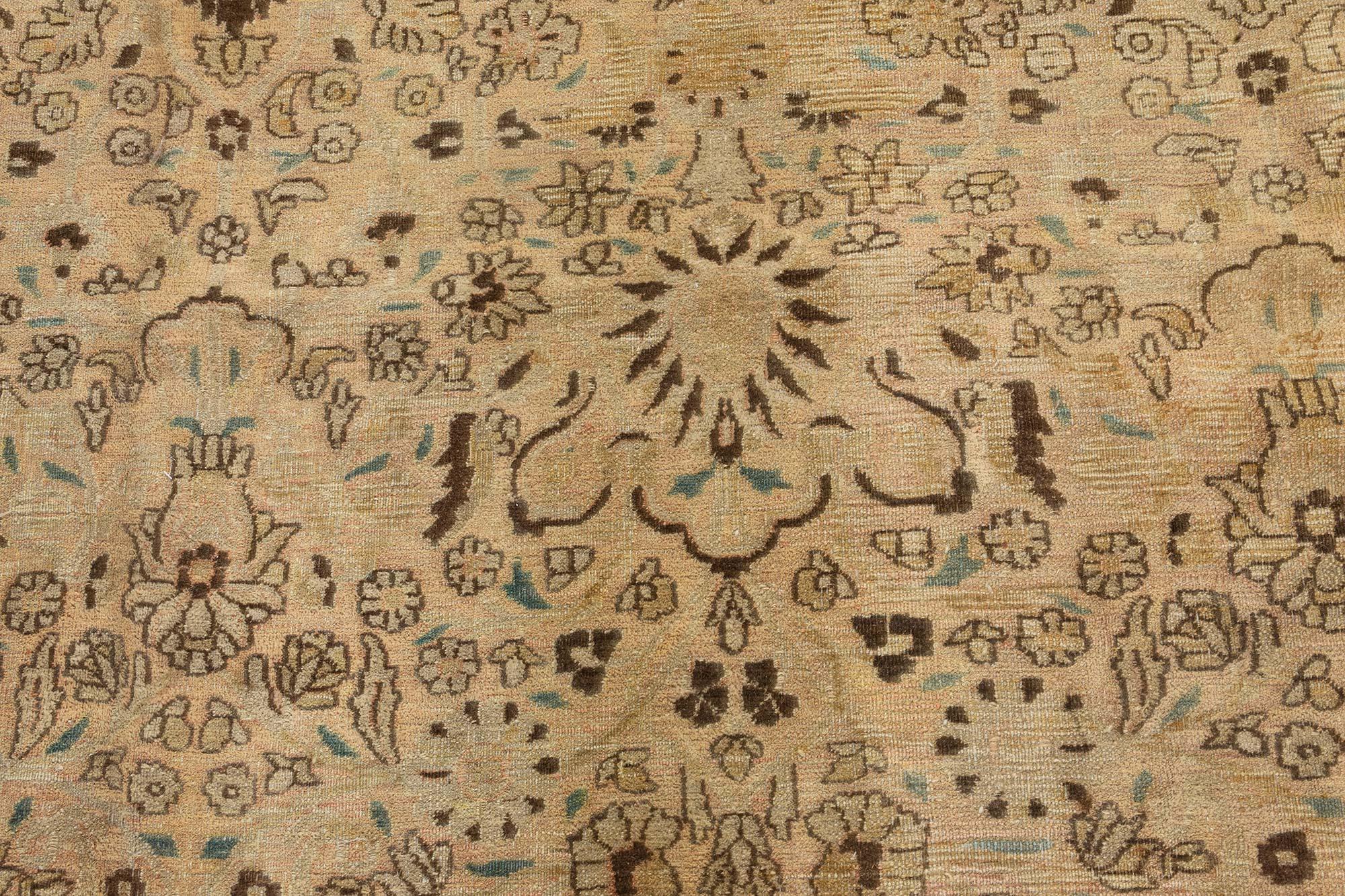 Hand-Woven Early 20th Century Persian Meshad Handmade Wool Rug For Sale