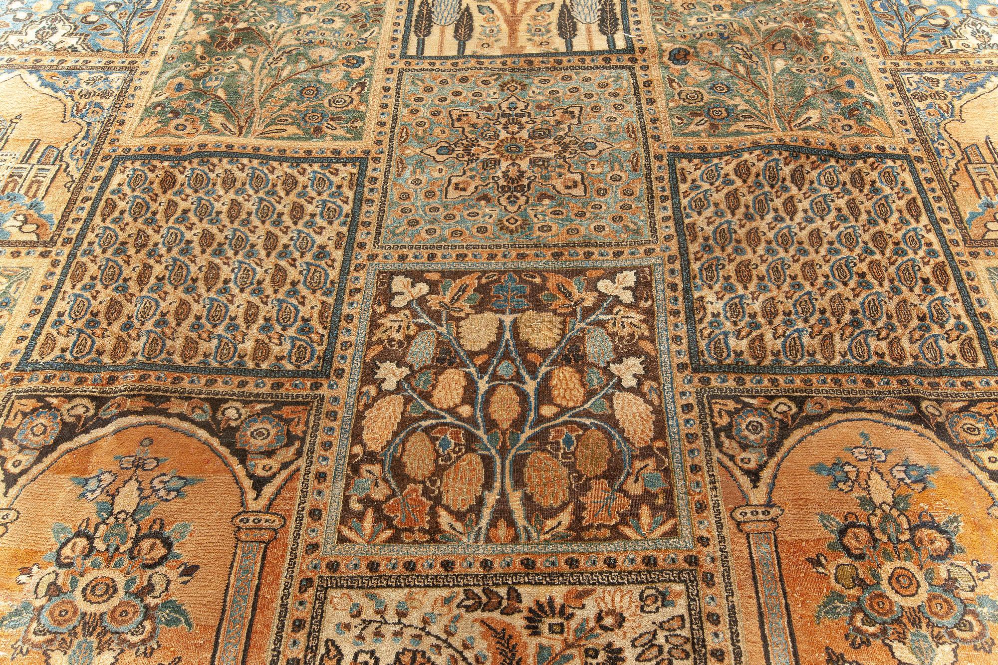 Hand-Knotted Early 20th Century Persian Meshad Handmade Wool Rug For Sale