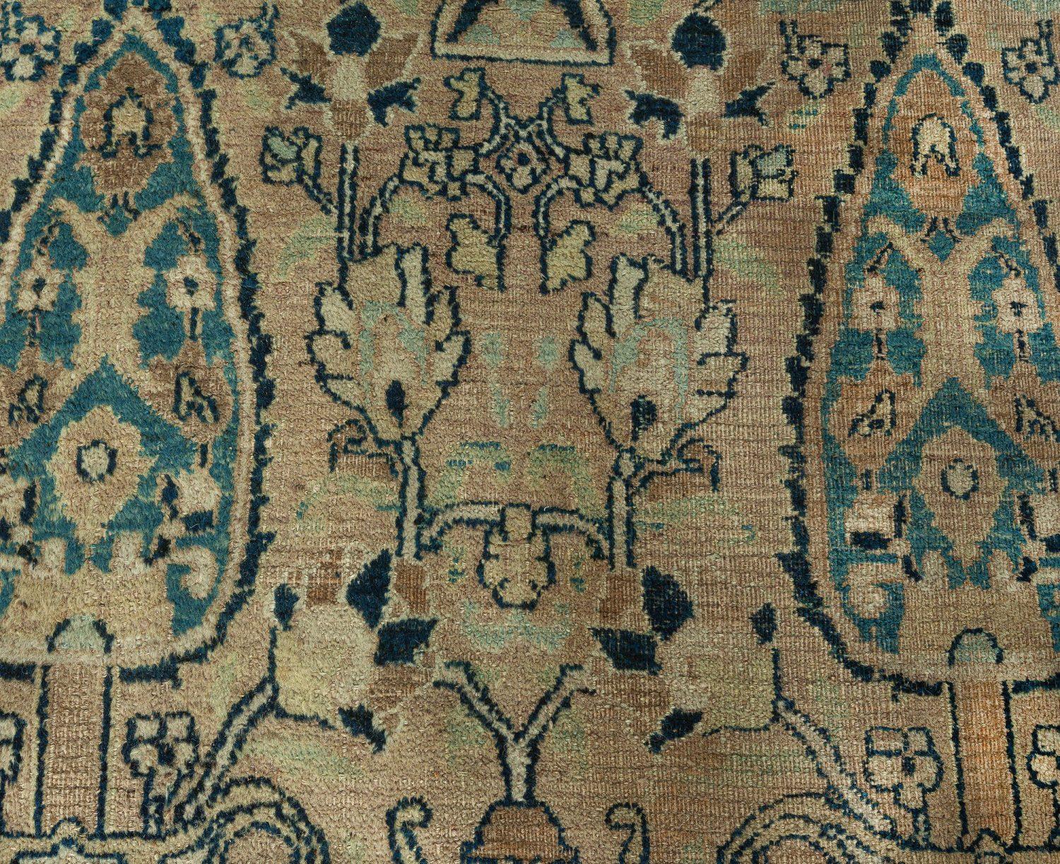 Hand-Knotted Early 20th Century Persian Meshad Handmade Wool Rug For Sale