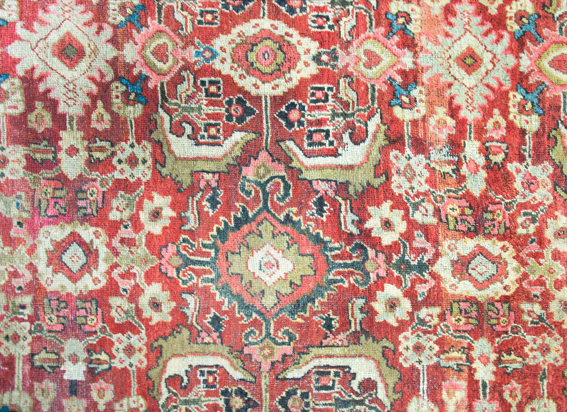 Wool Early 20th Century Persian Meshkabad Rug For Sale