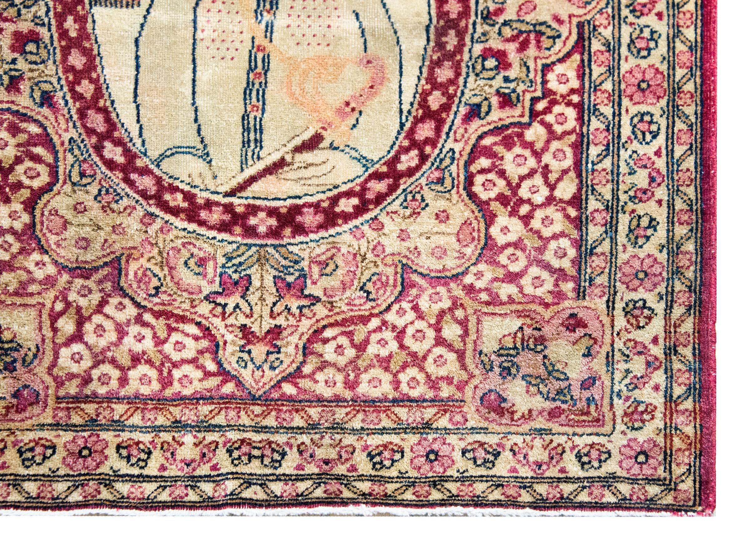 Early 20th Century Persian Pictorial Lavar Kirman Rug For Sale 8