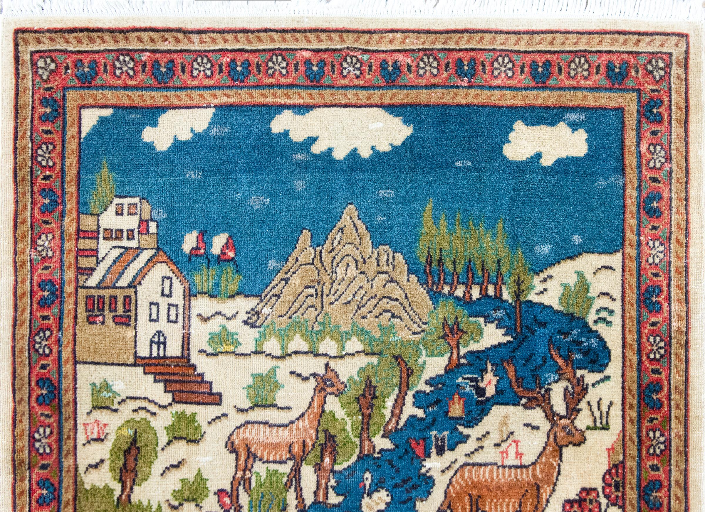 Tappeto Tabriz pittorico persiano dei primi del Novecento in vendita 3