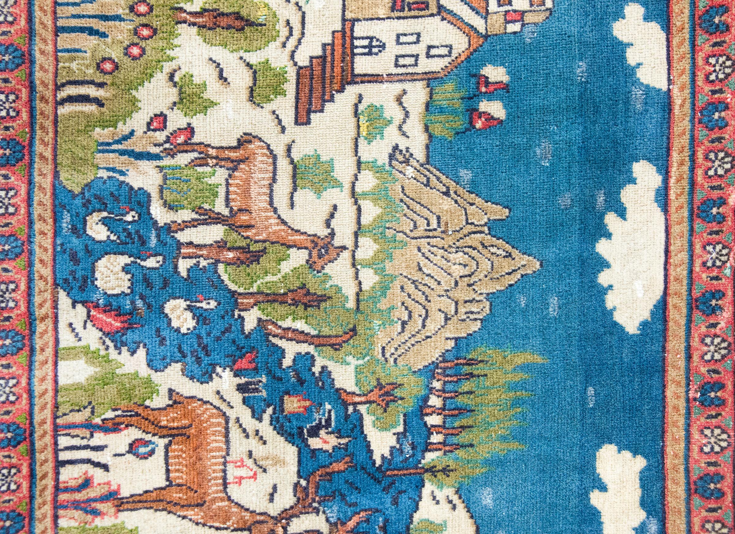Tappeto Tabriz pittorico persiano dei primi del Novecento in vendita 4