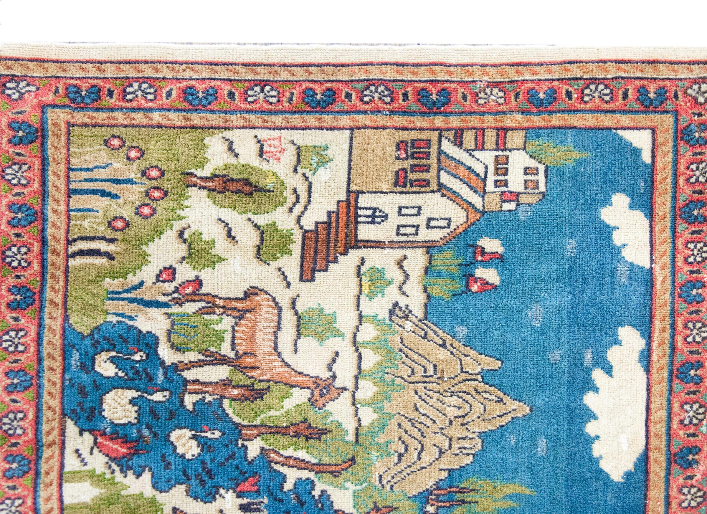 Tappeto Tabriz pittorico persiano dei primi del Novecento in vendita 5