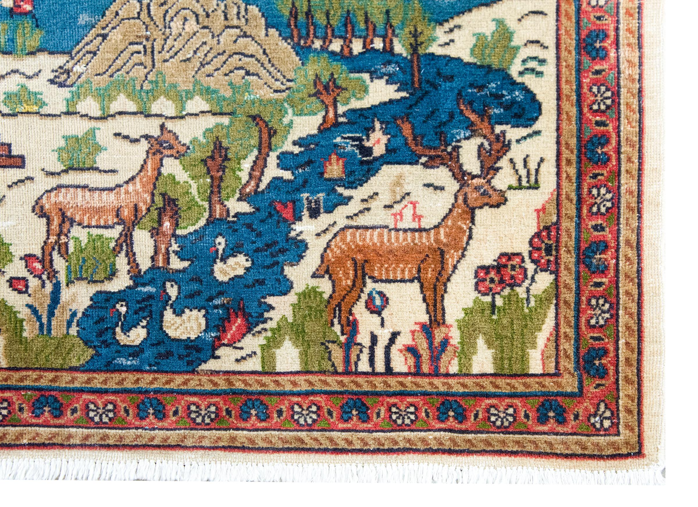 Tappeto Tabriz pittorico persiano dei primi del Novecento in vendita 6