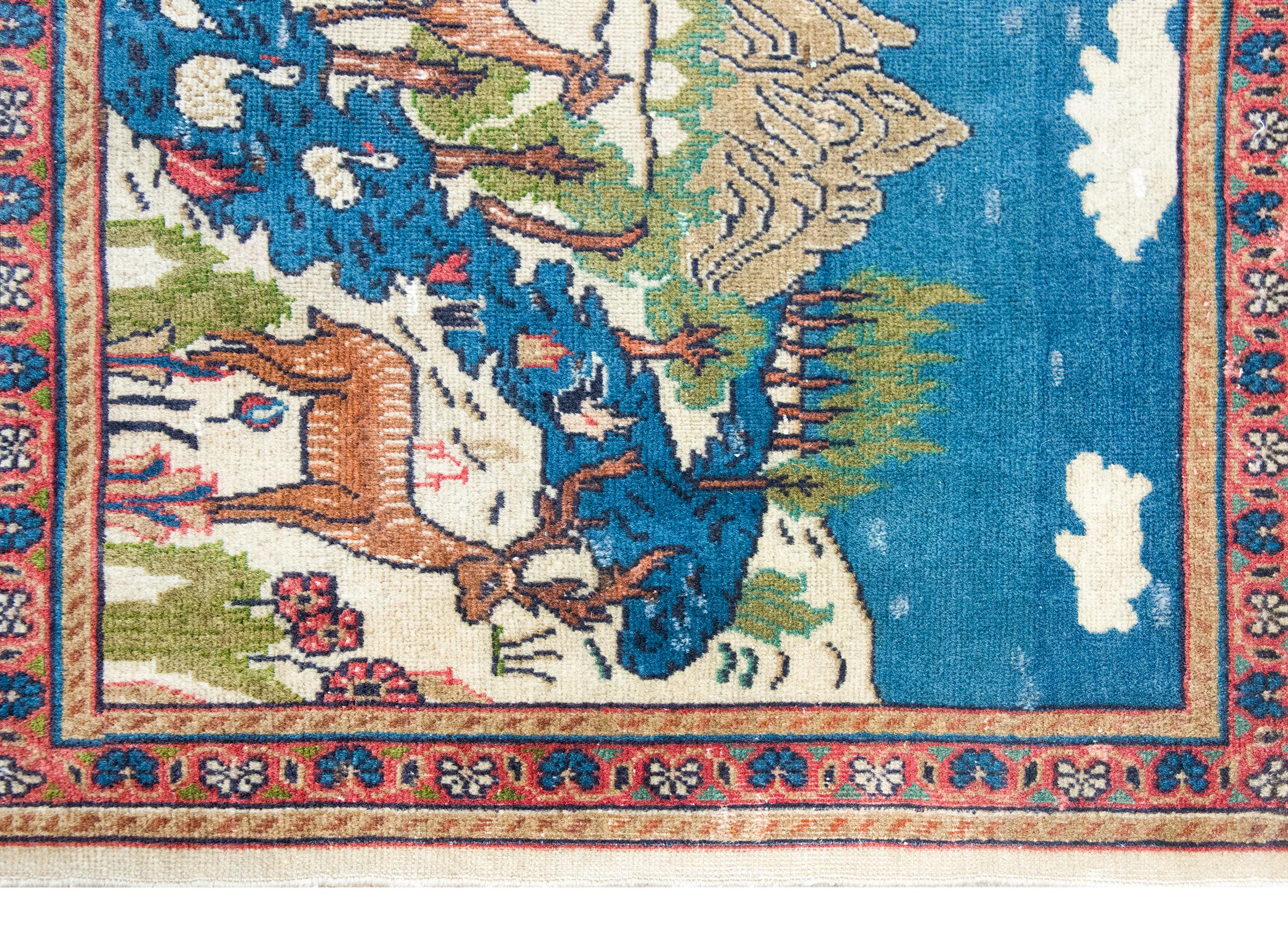 Annodato a mano Tappeto Tabriz pittorico persiano dei primi del Novecento in vendita