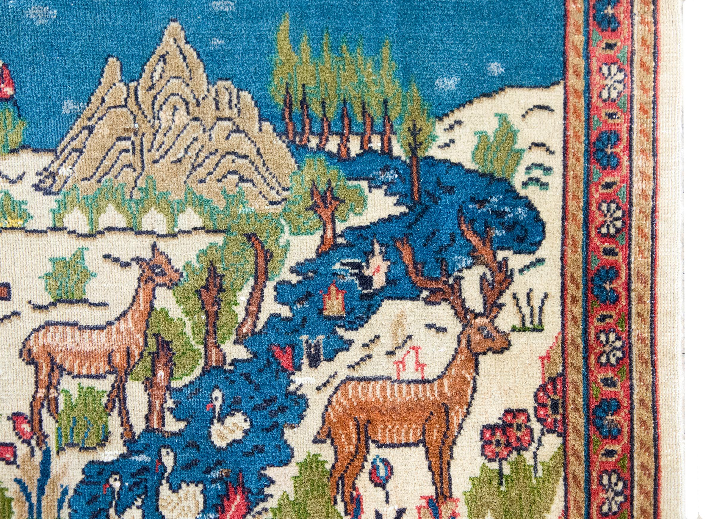 Tappeto Tabriz pittorico persiano dei primi del Novecento In condizioni buone in vendita a Chicago, IL