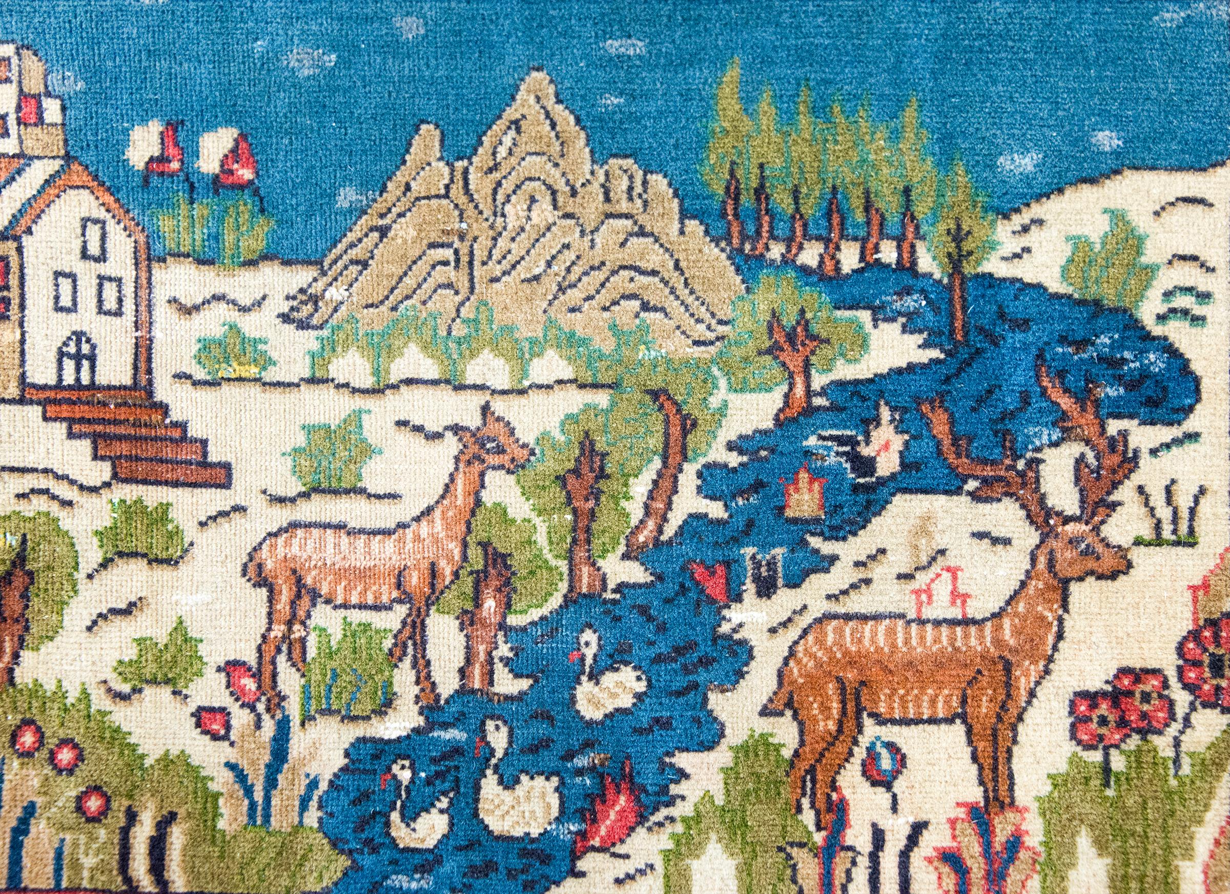 Tappeto Tabriz pittorico persiano dei primi del Novecento in vendita 2